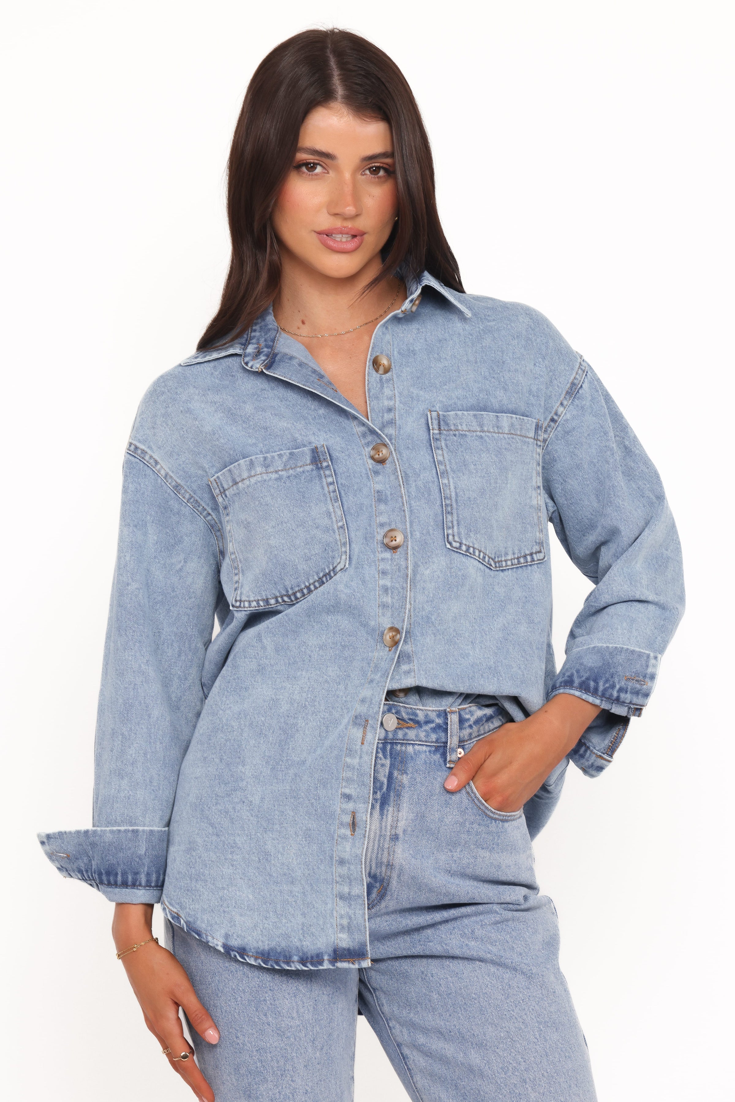 Petal and Pup USA TOPS Anicia Denim Shirt - Light