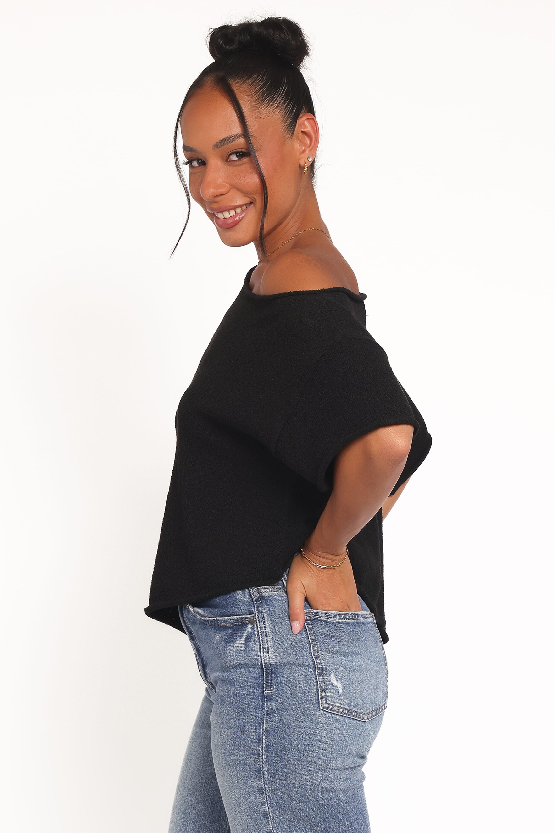 Petal and Pup USA TOPS Ardena Boucle Knit Top - Black