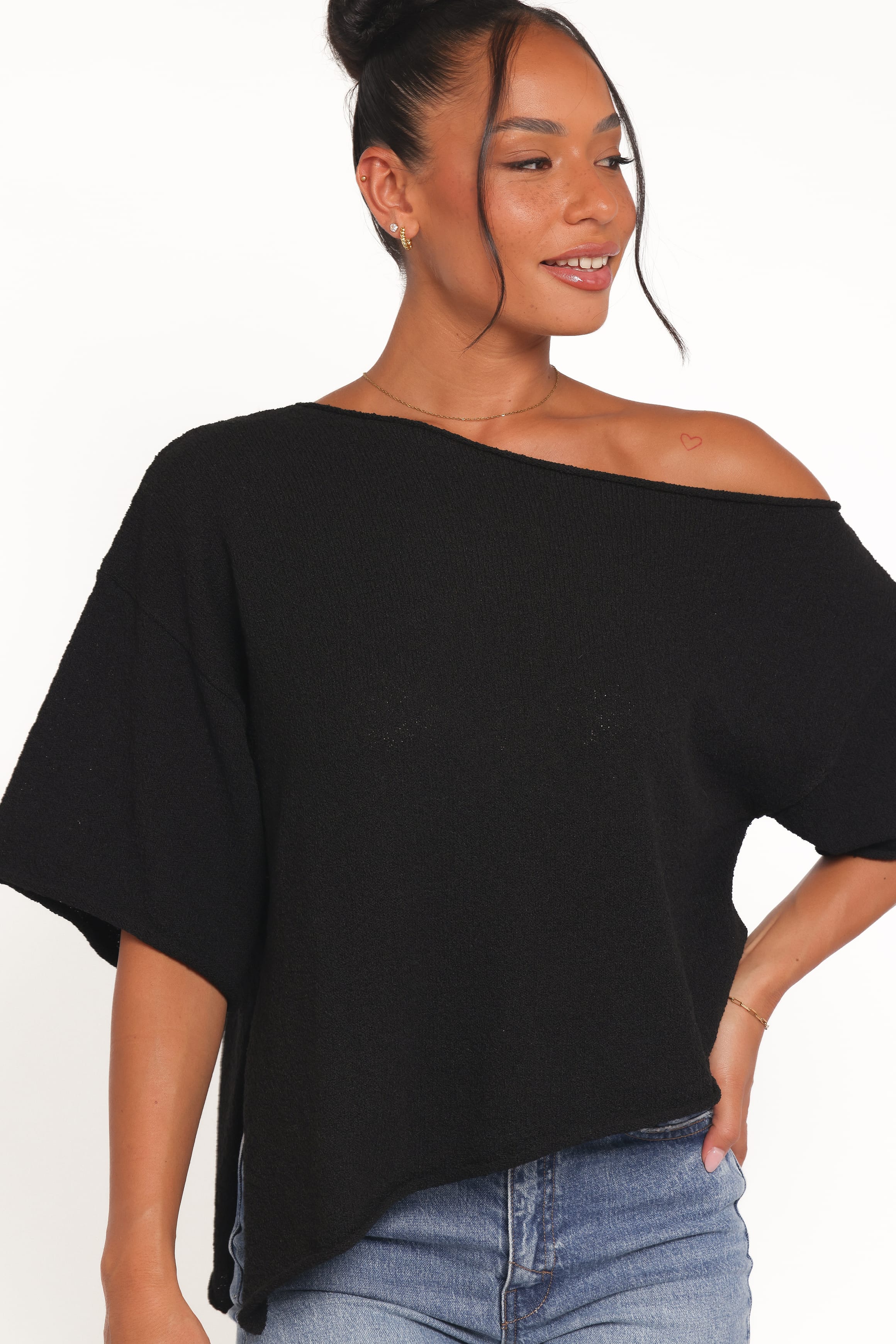 Petal and Pup USA TOPS Ardena Boucle Knit Top - Black