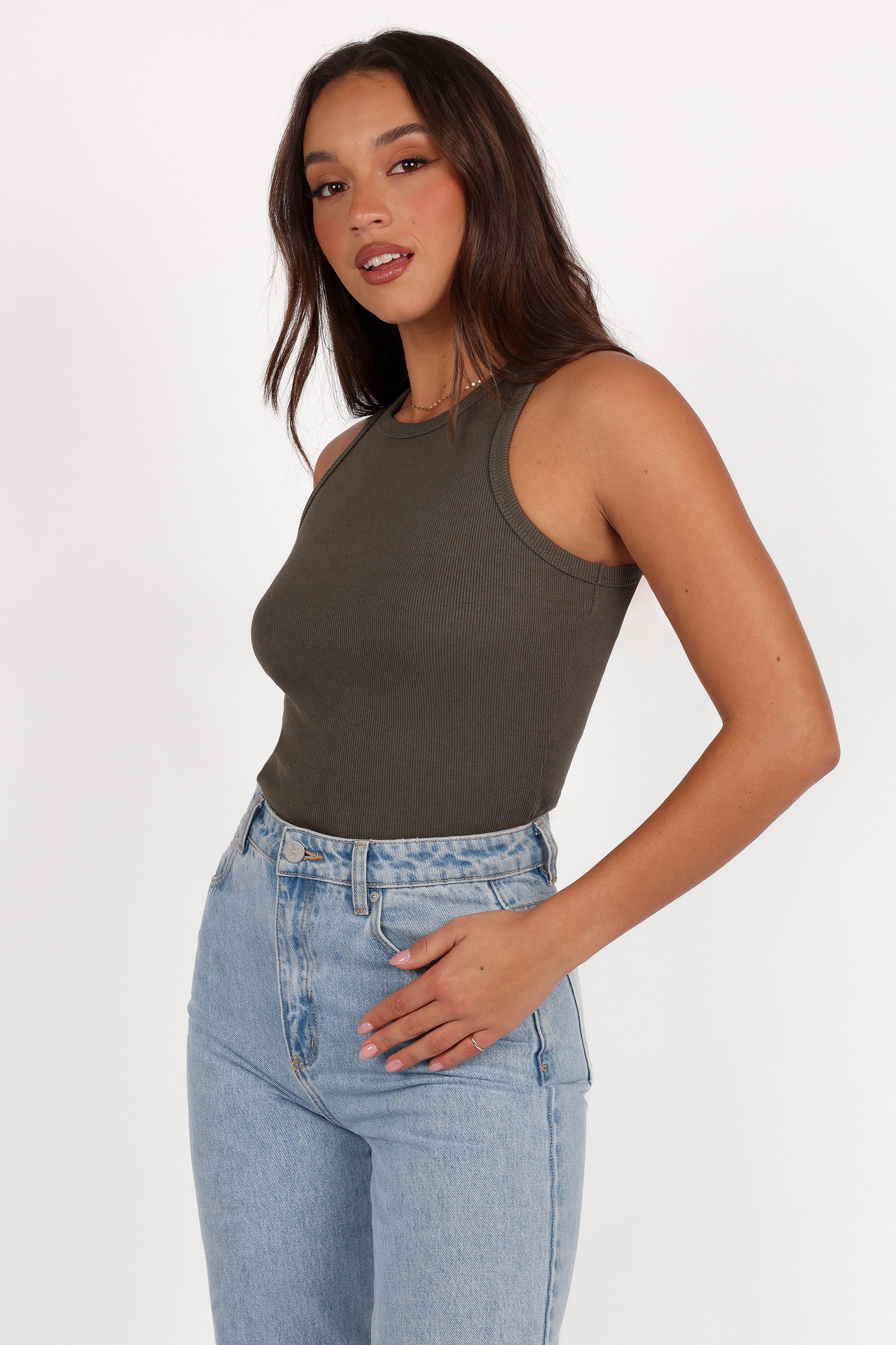 Petal and Pup USA TOPS Ari Ribbed Tank Top - Olive