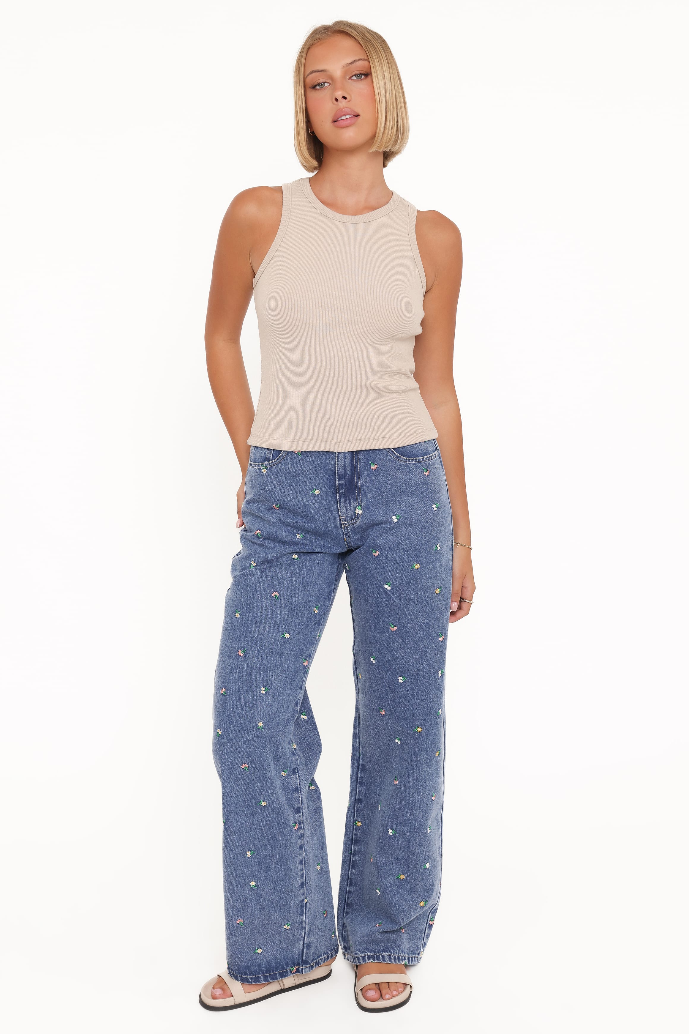 Petal and Pup USA TOPS Ari Ribbed Tank Top - Wheat