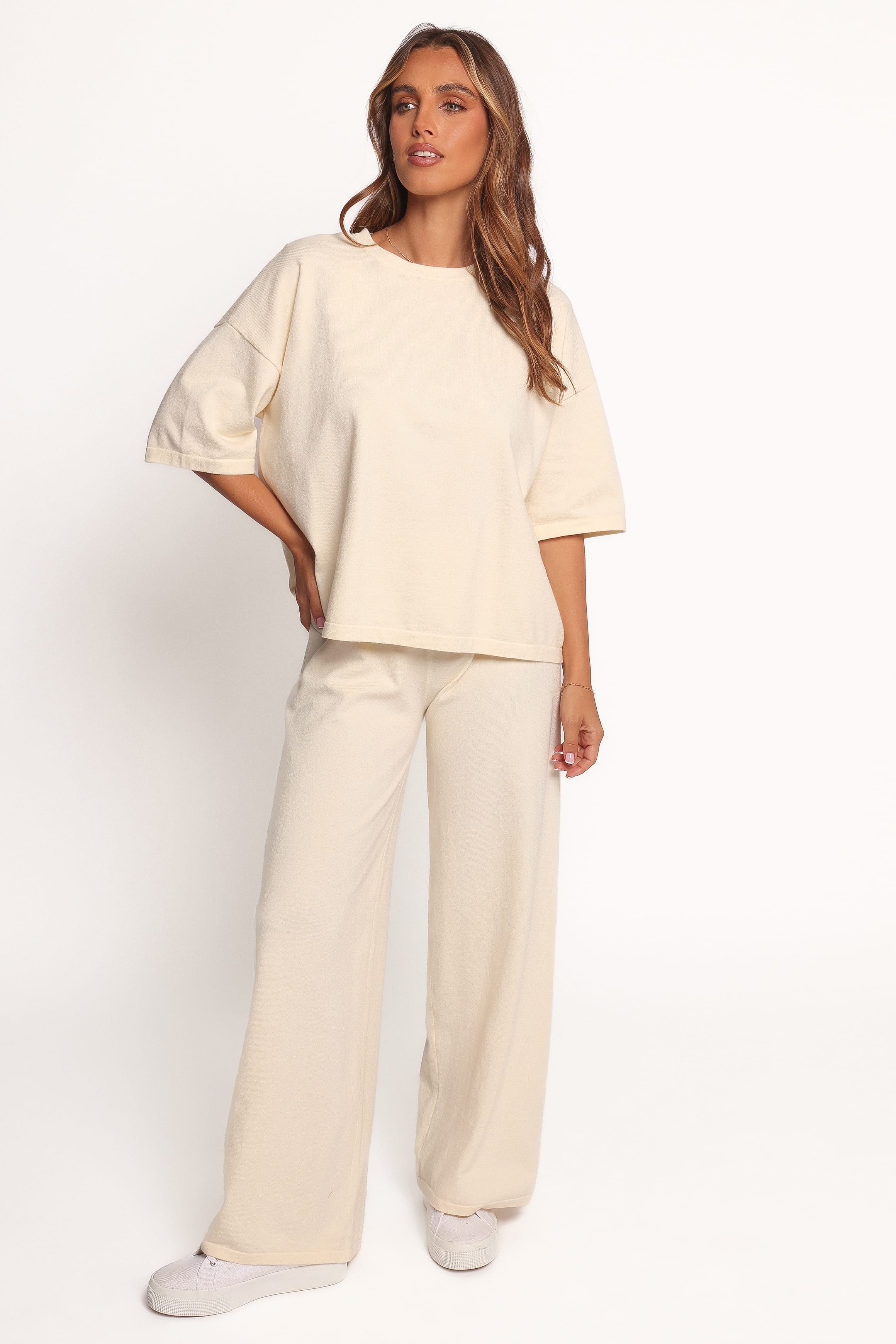 Petal and Pup USA TOPS Ash Knitted T-Shirt - White (Hold for Rack)