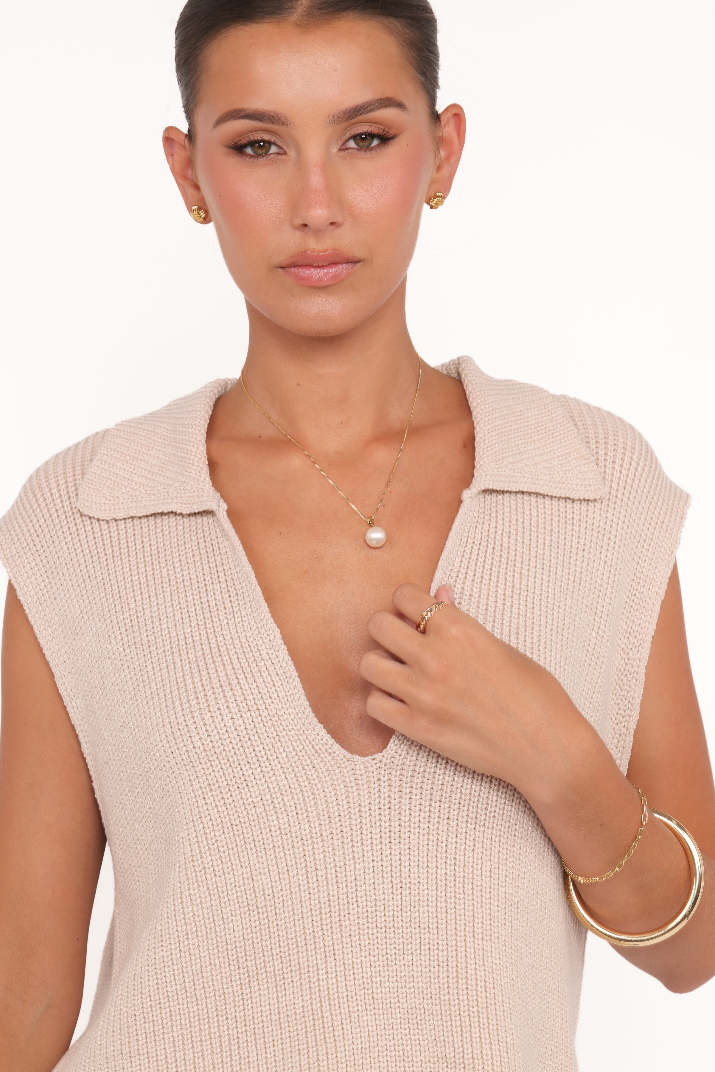Petal and Pup USA TOPS Asha Knitted Top - Beige