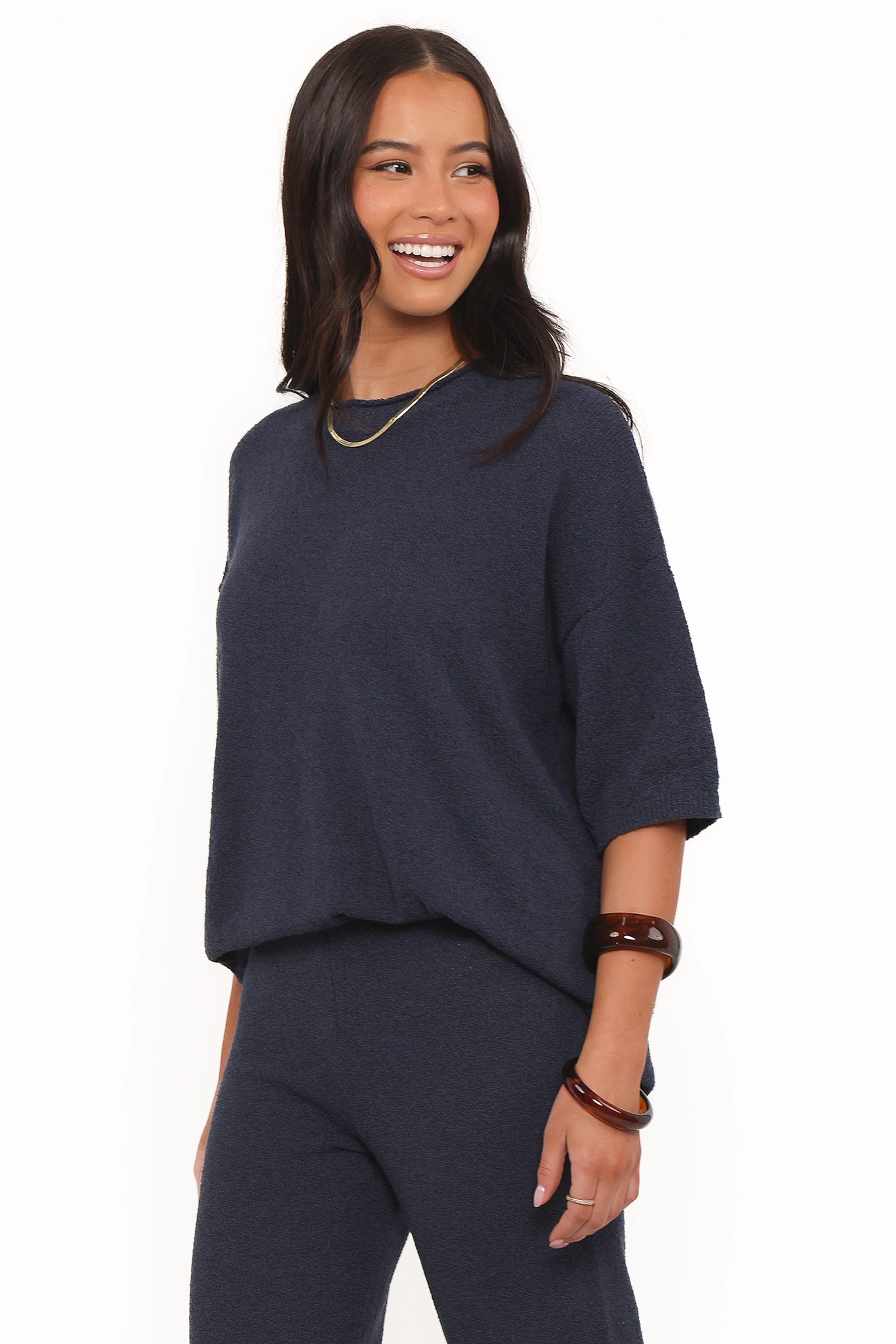 Petal and Pup USA TOPS Ashby Knit Top - Navy