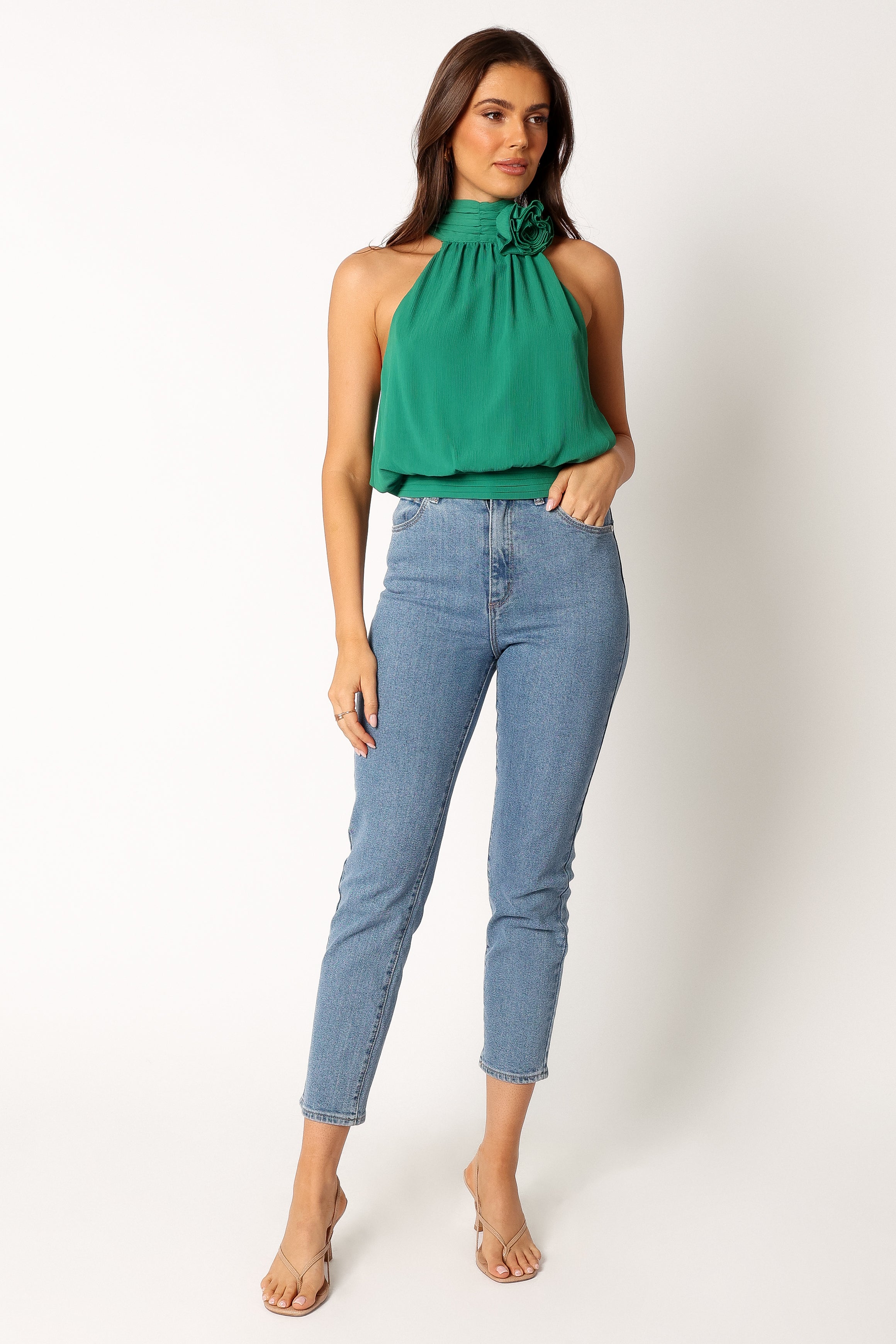 Petal and Pup USA TOPS Avery Rosette Detail Top - Green