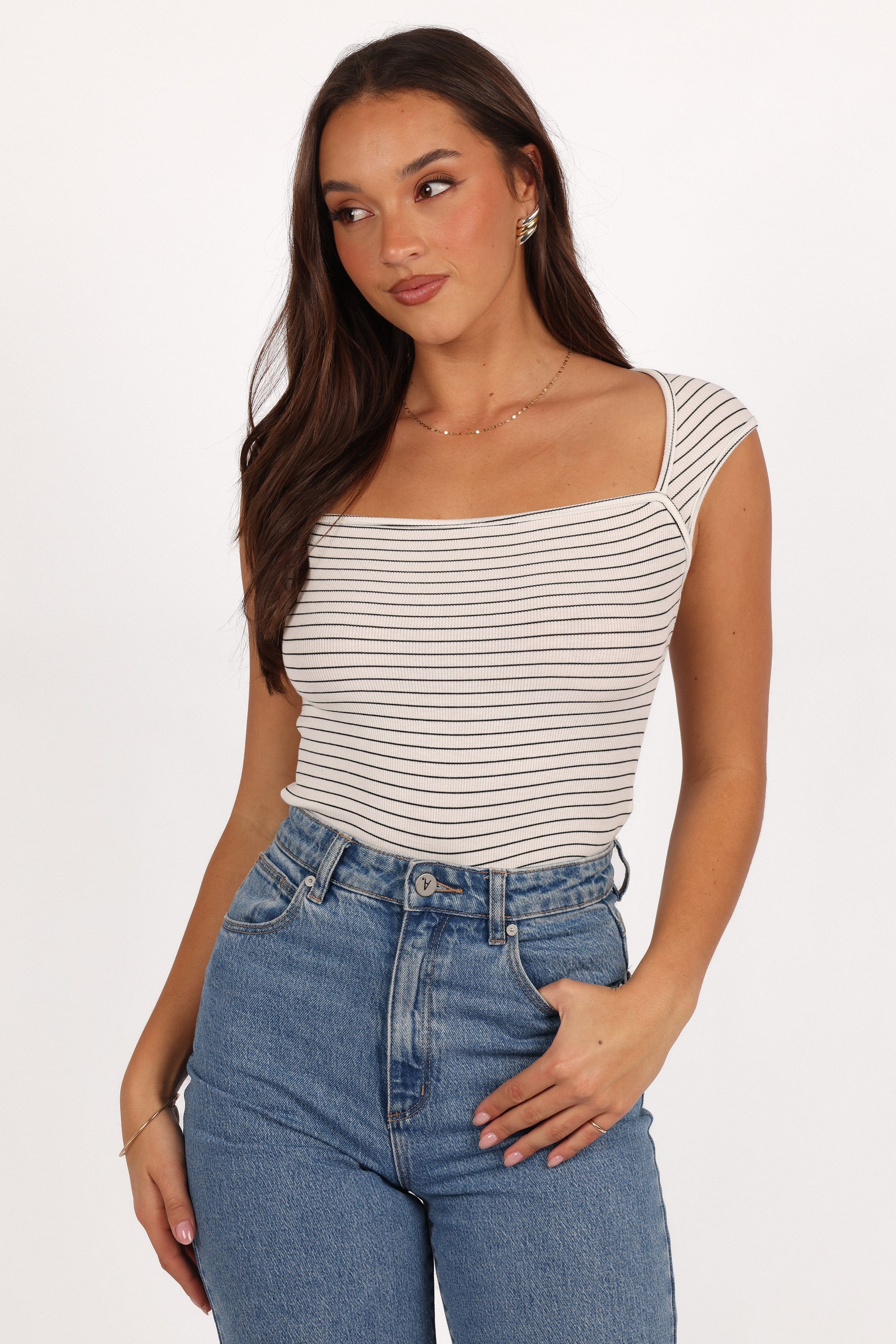Petal and Pup USA TOPS Bardot Top - Stripe (Hold for Rack)