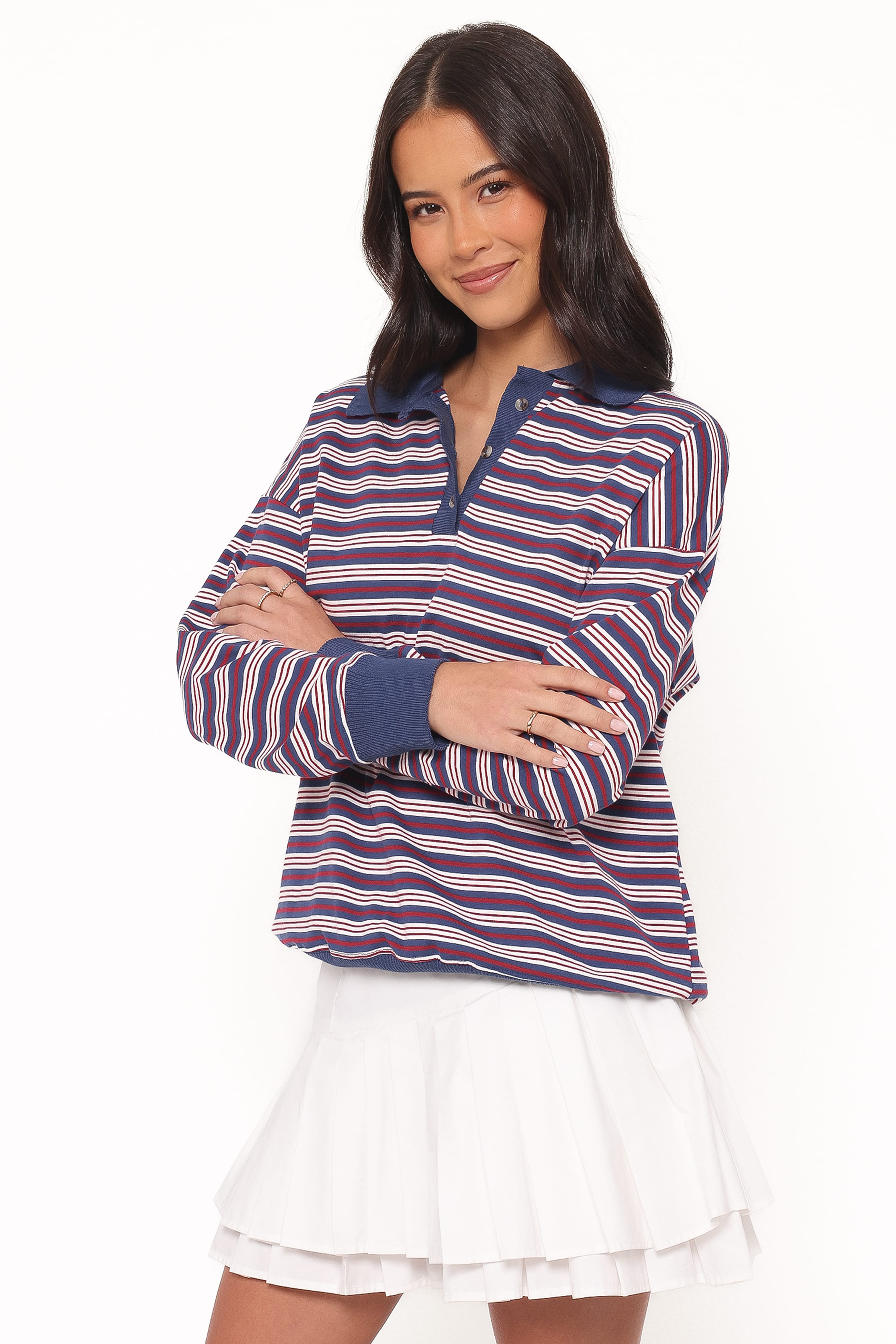Petal and Pup USA TOPS Beau Long Sleeve Jersey Top - Navy Stripe