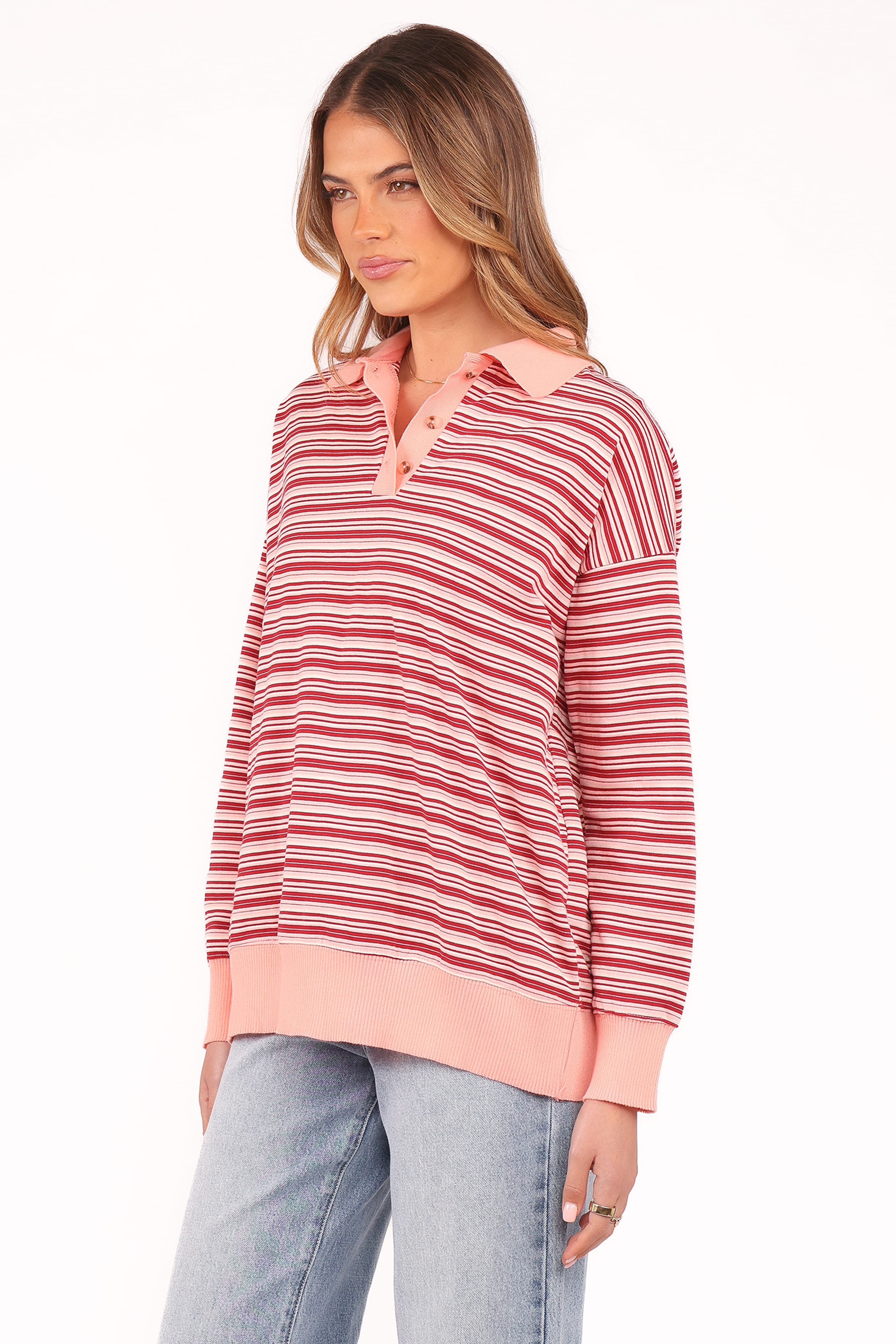 Petal and Pup USA TOPS Beau Long Sleeve Jersey Top - Pink Stripe