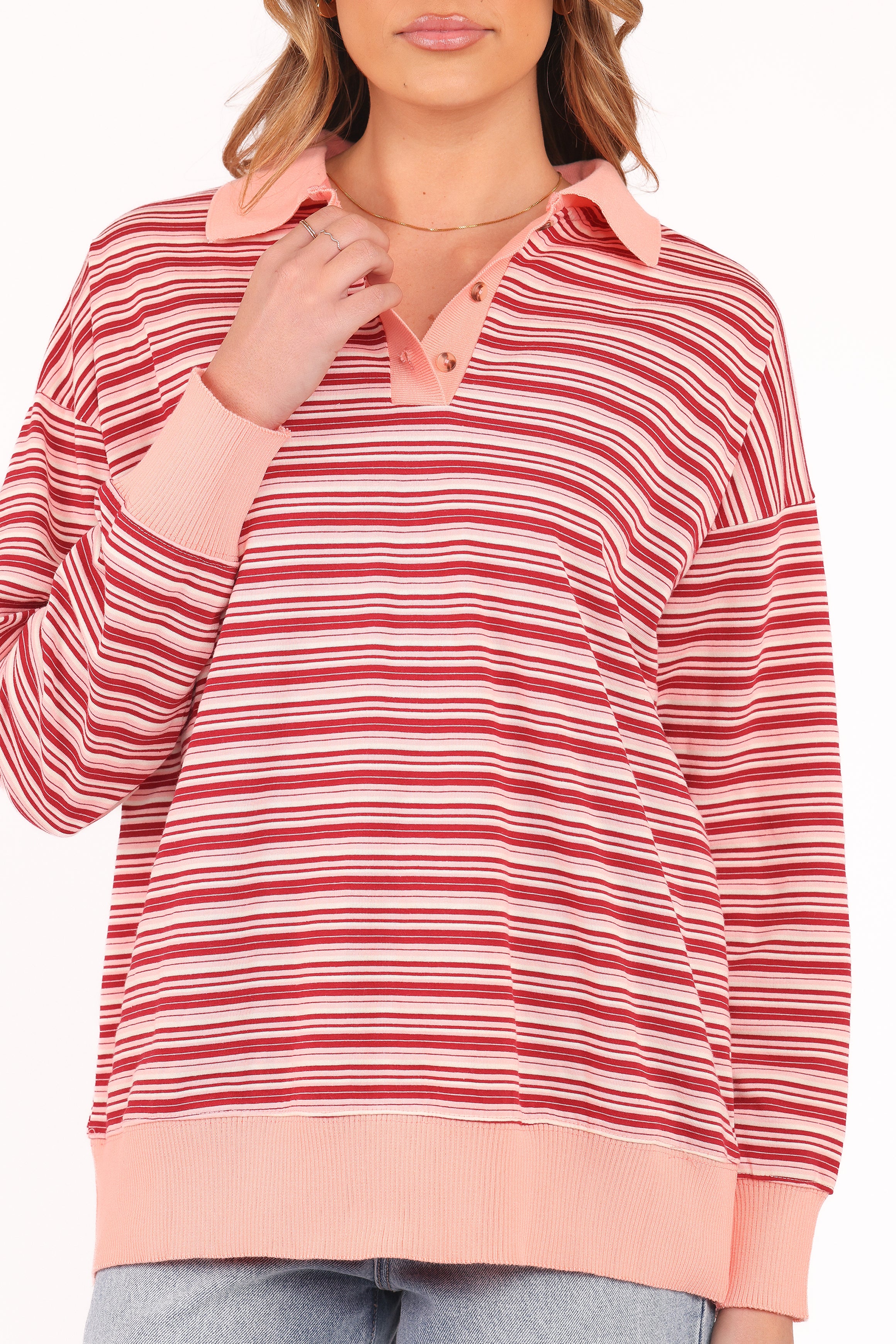 Petal and Pup USA TOPS Beau Long Sleeve Jersey Top - Pink Stripe