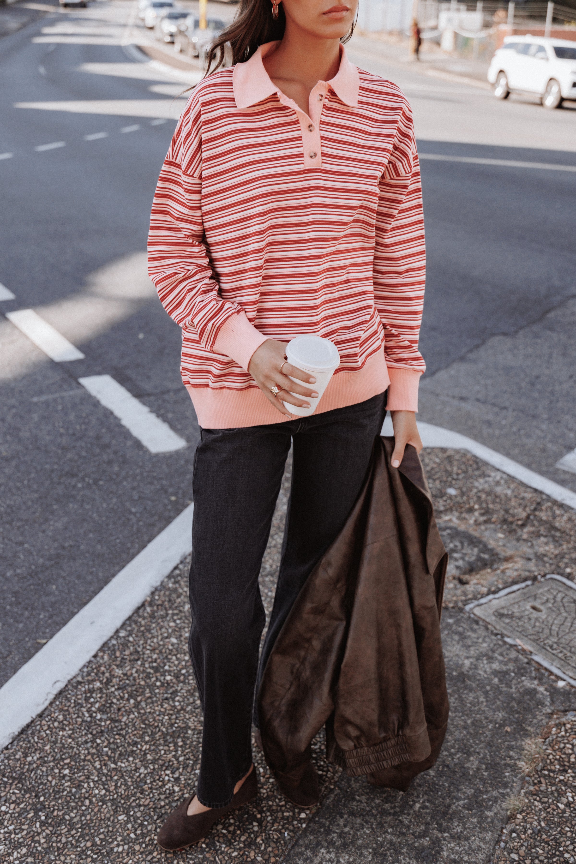 Petal and Pup USA TOPS Beau Long Sleeve Jersey Top - Pink Stripe