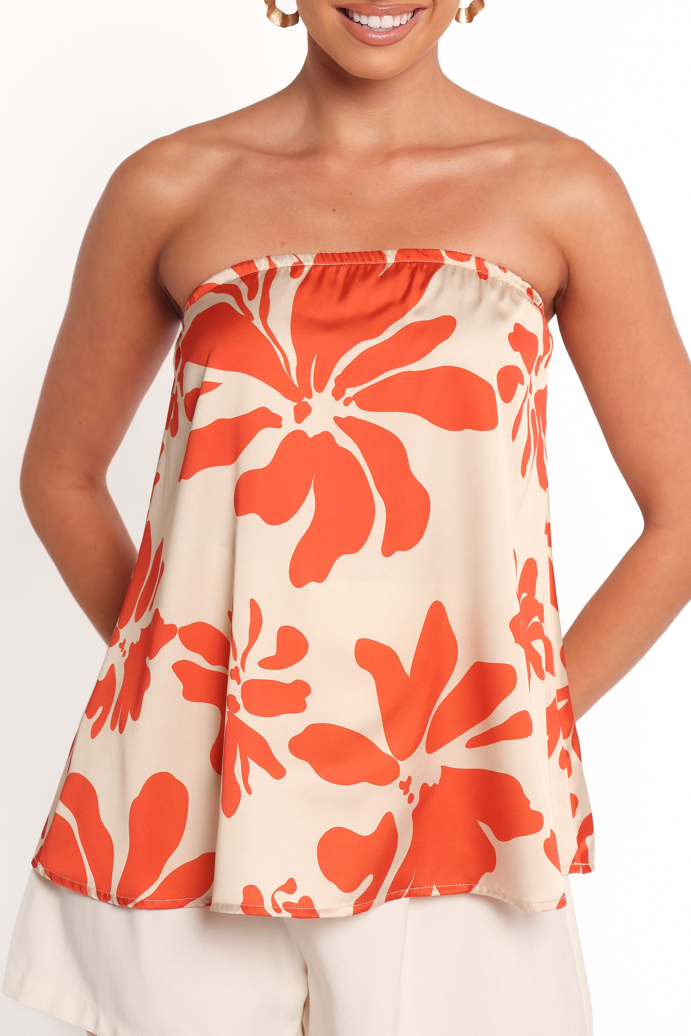 Petal and Pup USA TOPS Beca Strapless Top - Red Floral (Hold for Rack)