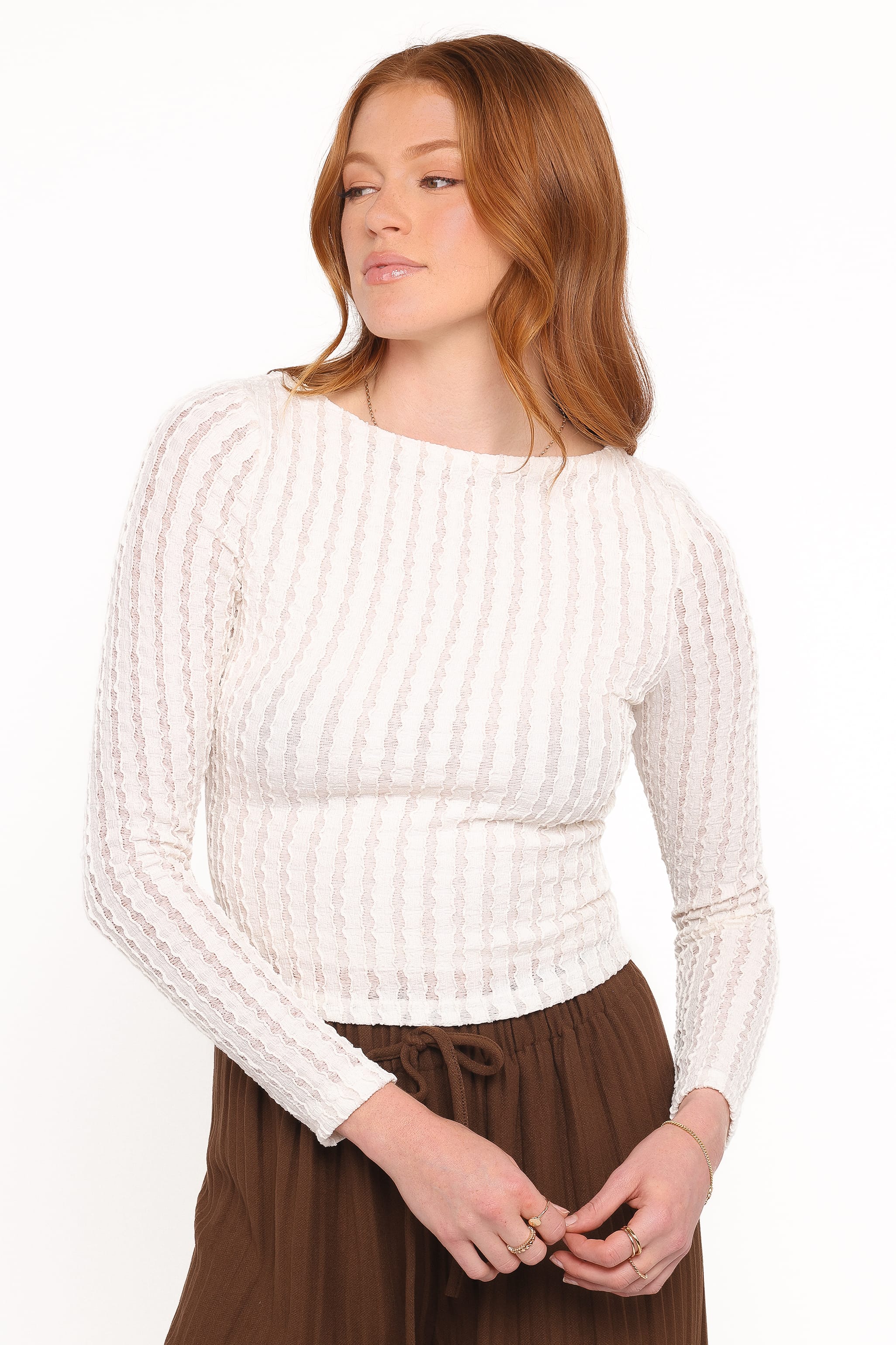 Petal and Pup USA TOPS Bellatrix Textured Knit Top - Cream