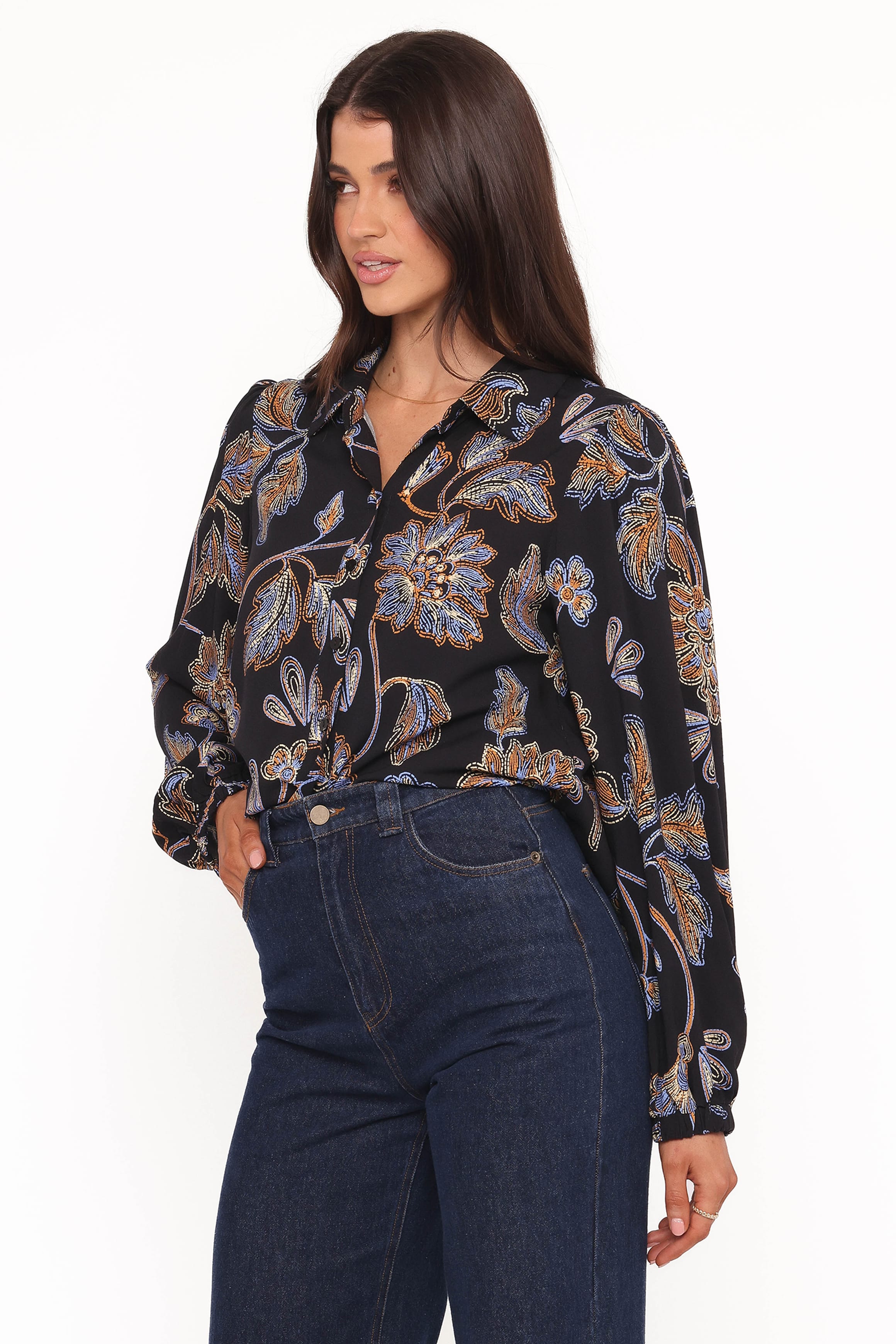Petal and Pup USA TOPS Bennett Shirt - Black Floral