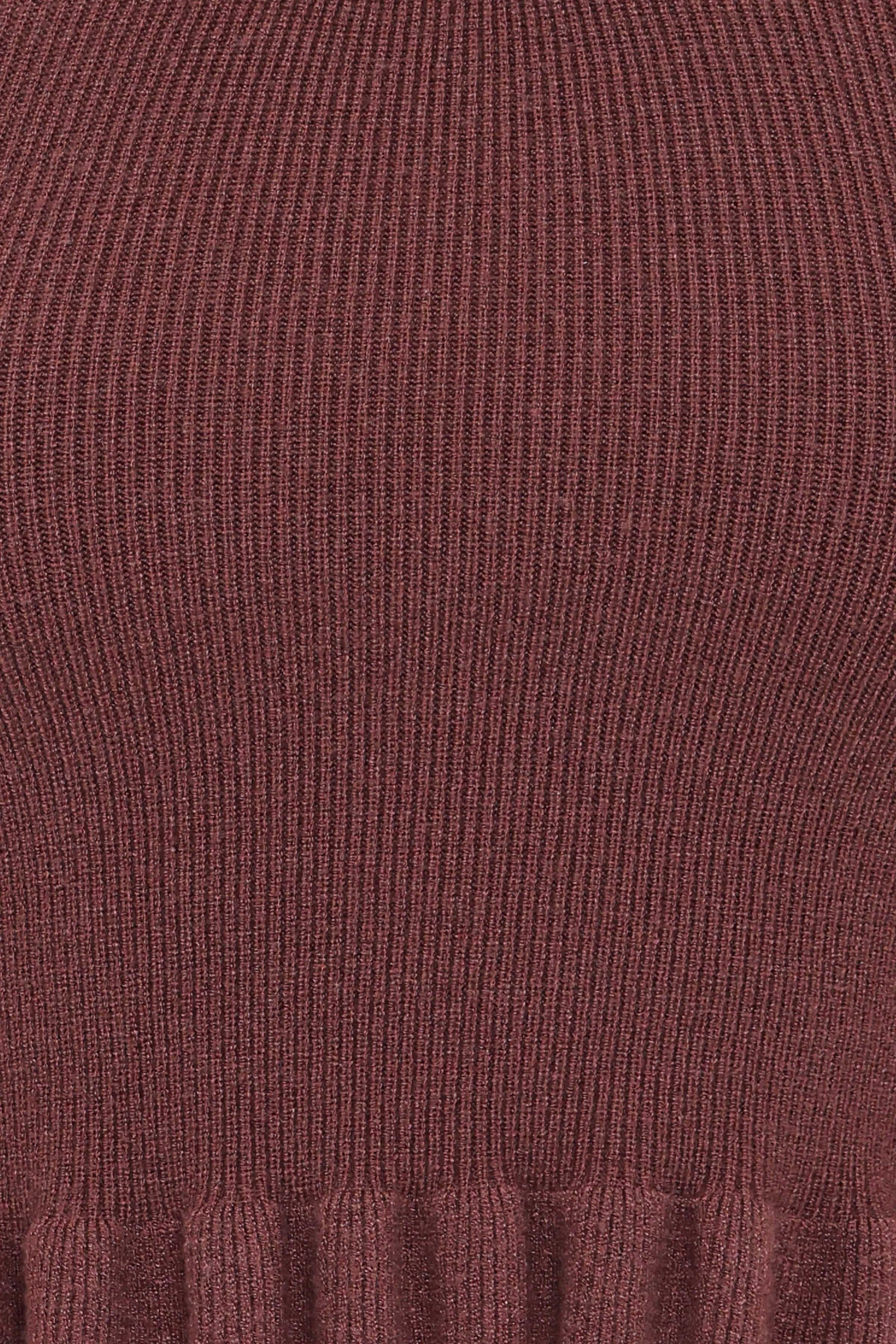 Petal and Pup USA TOPS Berenice Ruffle Hem Knitted Top - Brown
