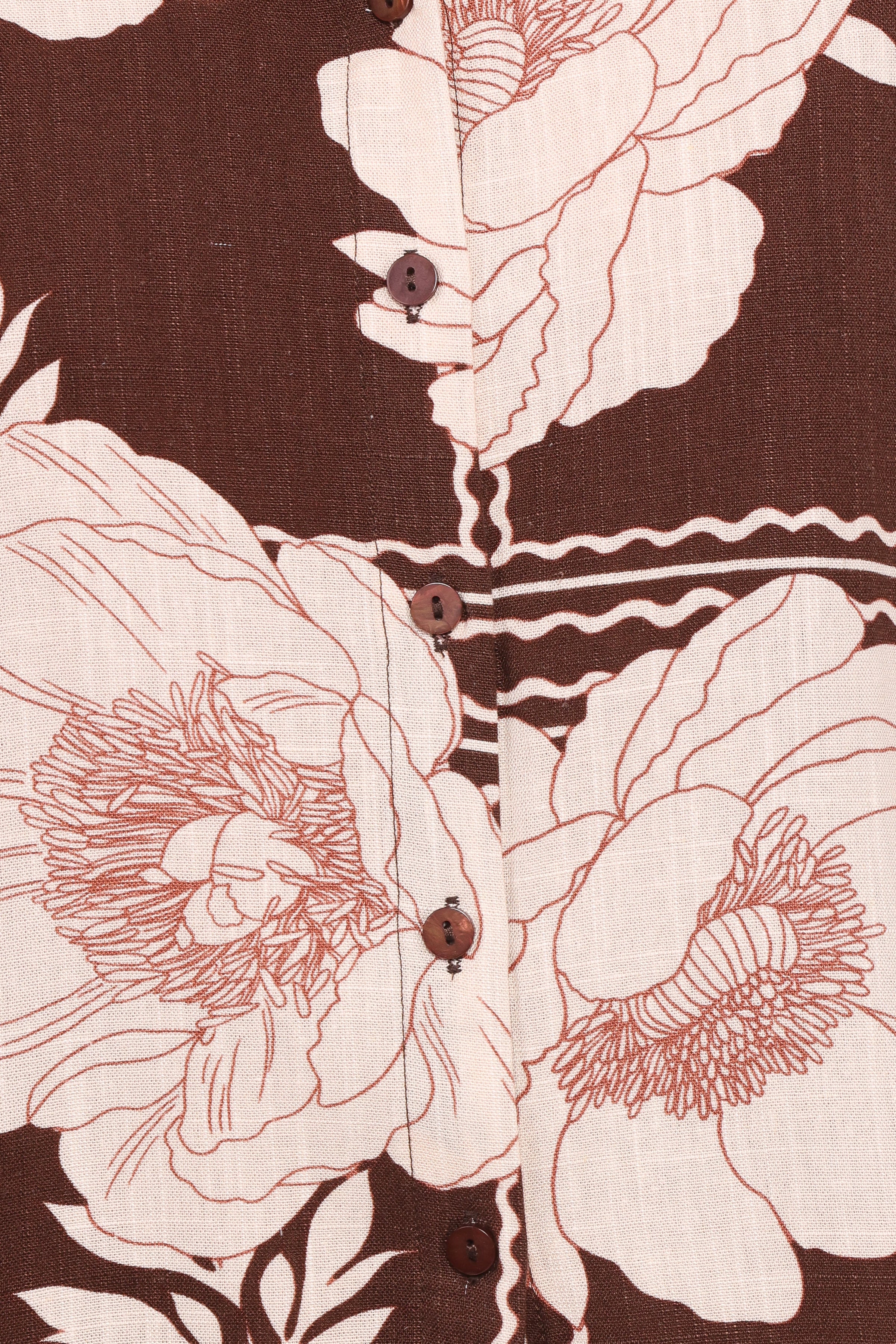 Petal and Pup USA TOPS Bernadine Short Sleeve Shirt - Brown Floral