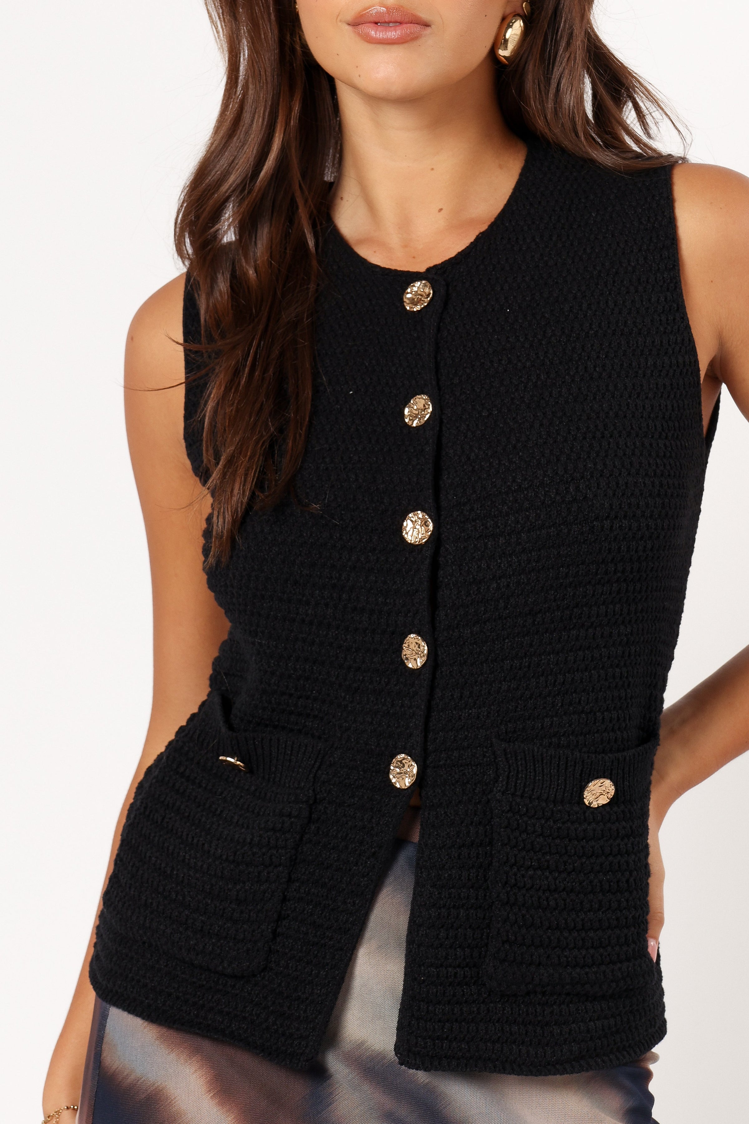 Petal and Pup USA TOPS Blair Knit Vest - Black