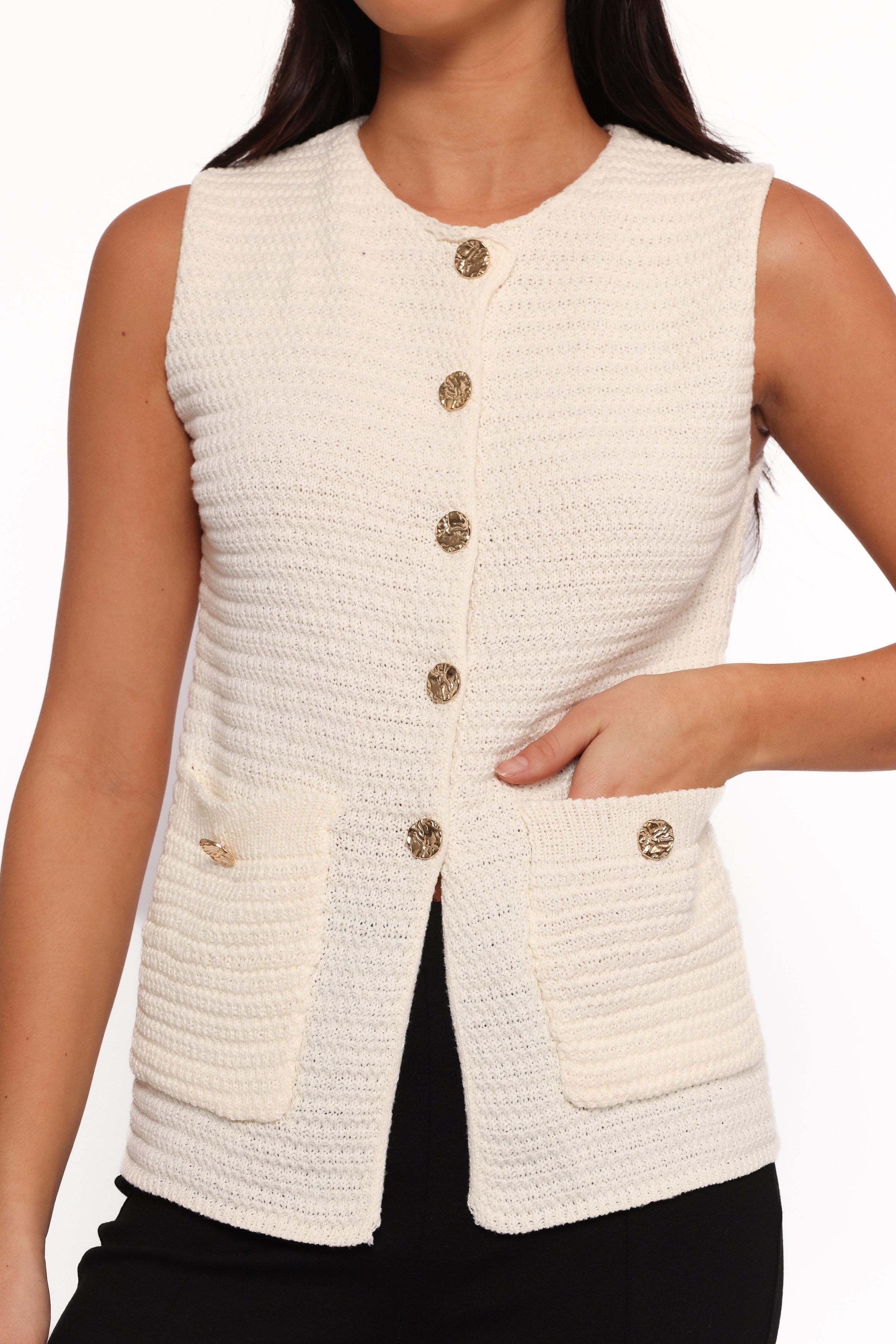 Petal and Pup USA TOPS Blair Knit Vest - White