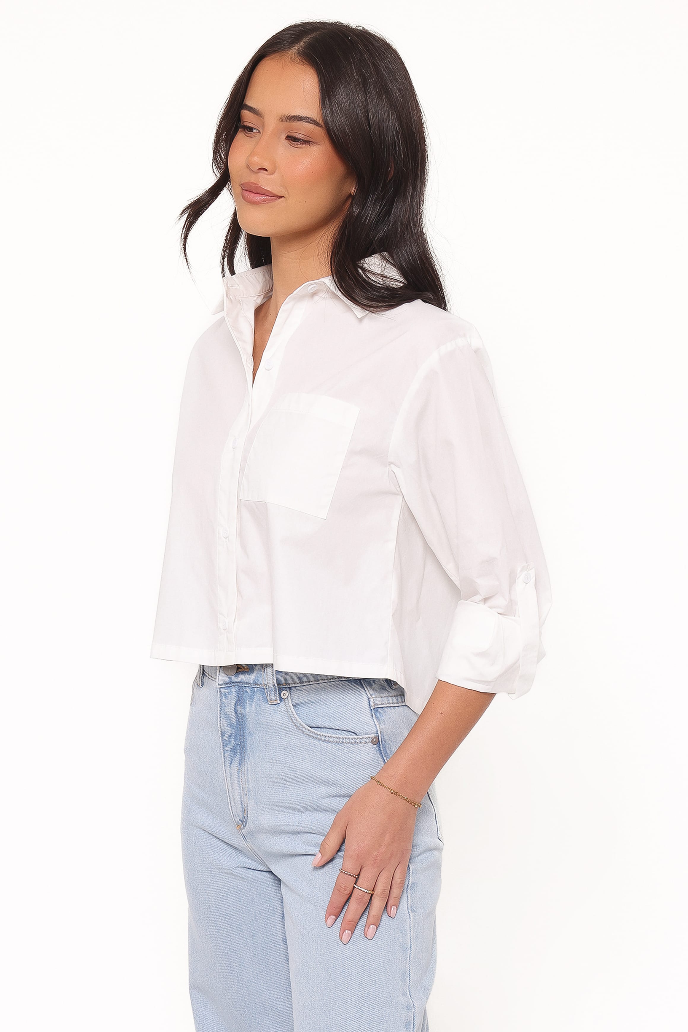 Petal and Pup USA TOPS Bronagh Cropped Button Up Shirt