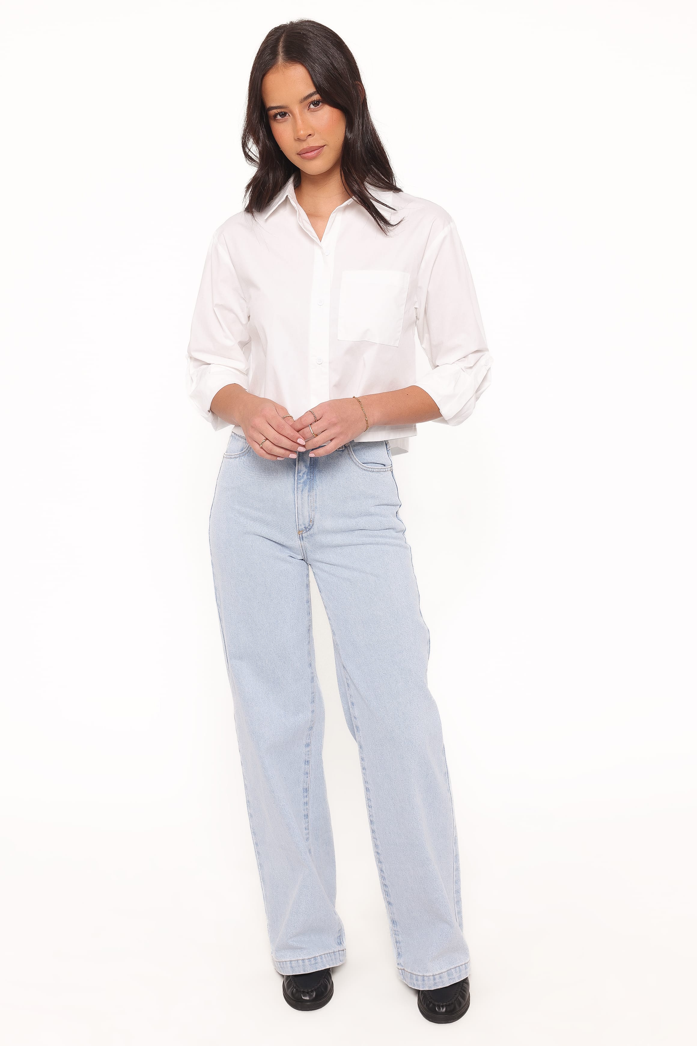 Petal and Pup USA TOPS Bronagh Cropped Button Up Shirt