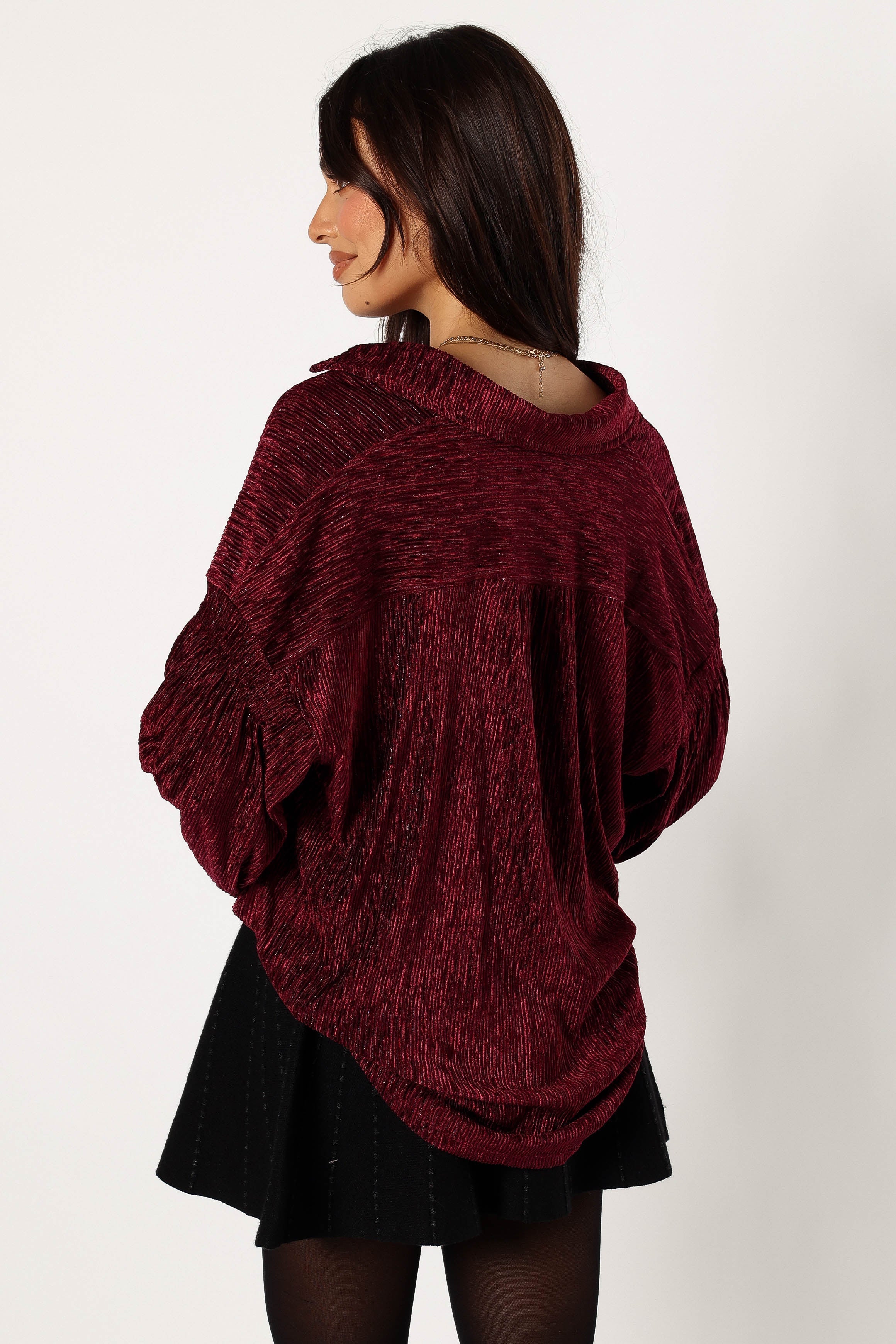 Petal and Pup USA TOPS Cadence Long Sleeve Sequin Top - Burgundy