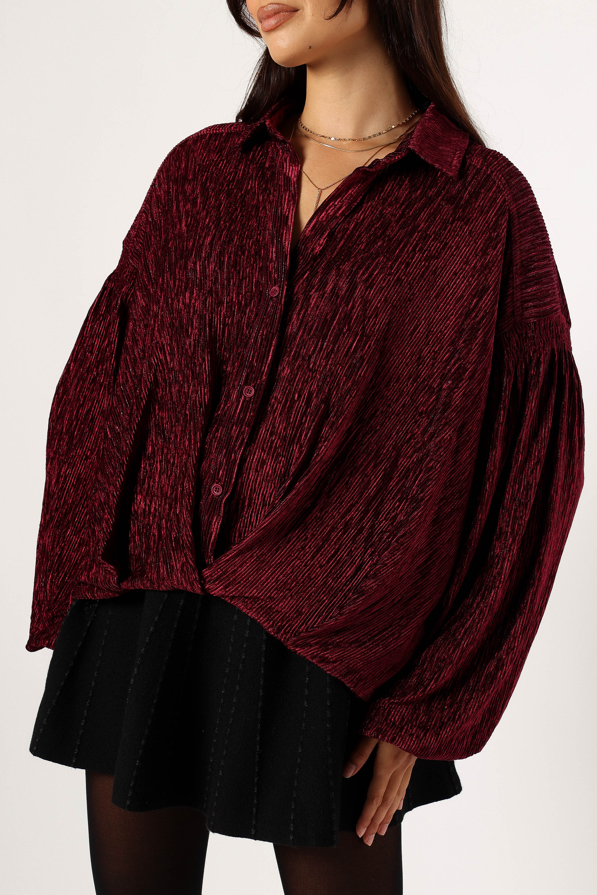 Petal and Pup USA TOPS Cadence Long Sleeve Sequin Top - Burgundy