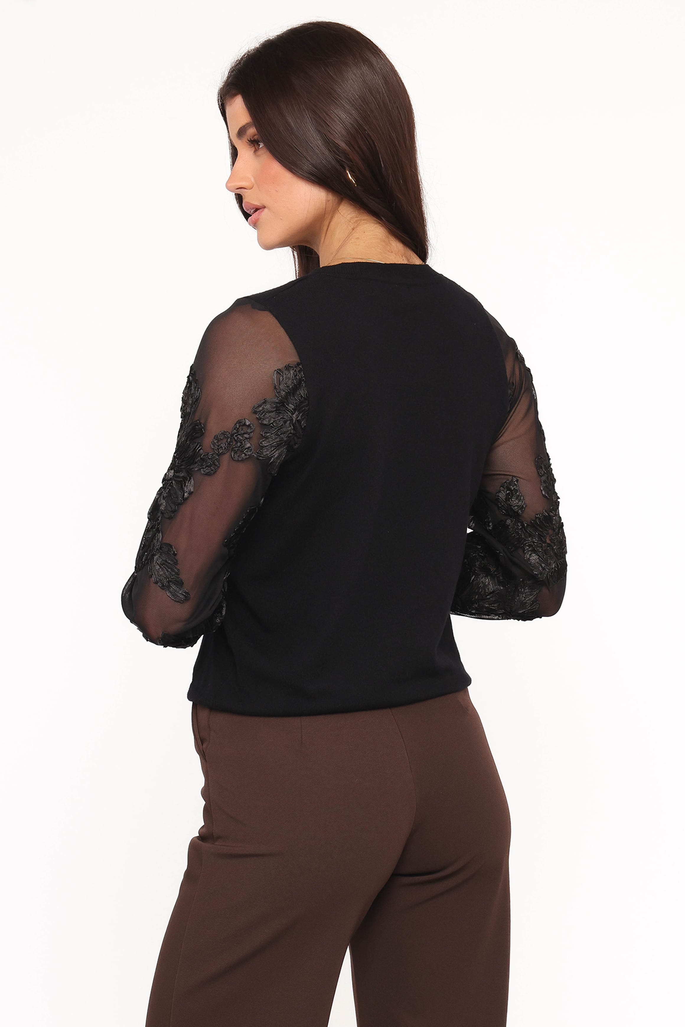 Petal and Pup USA TOPS Cailin Sheer Sleeve Top - Black