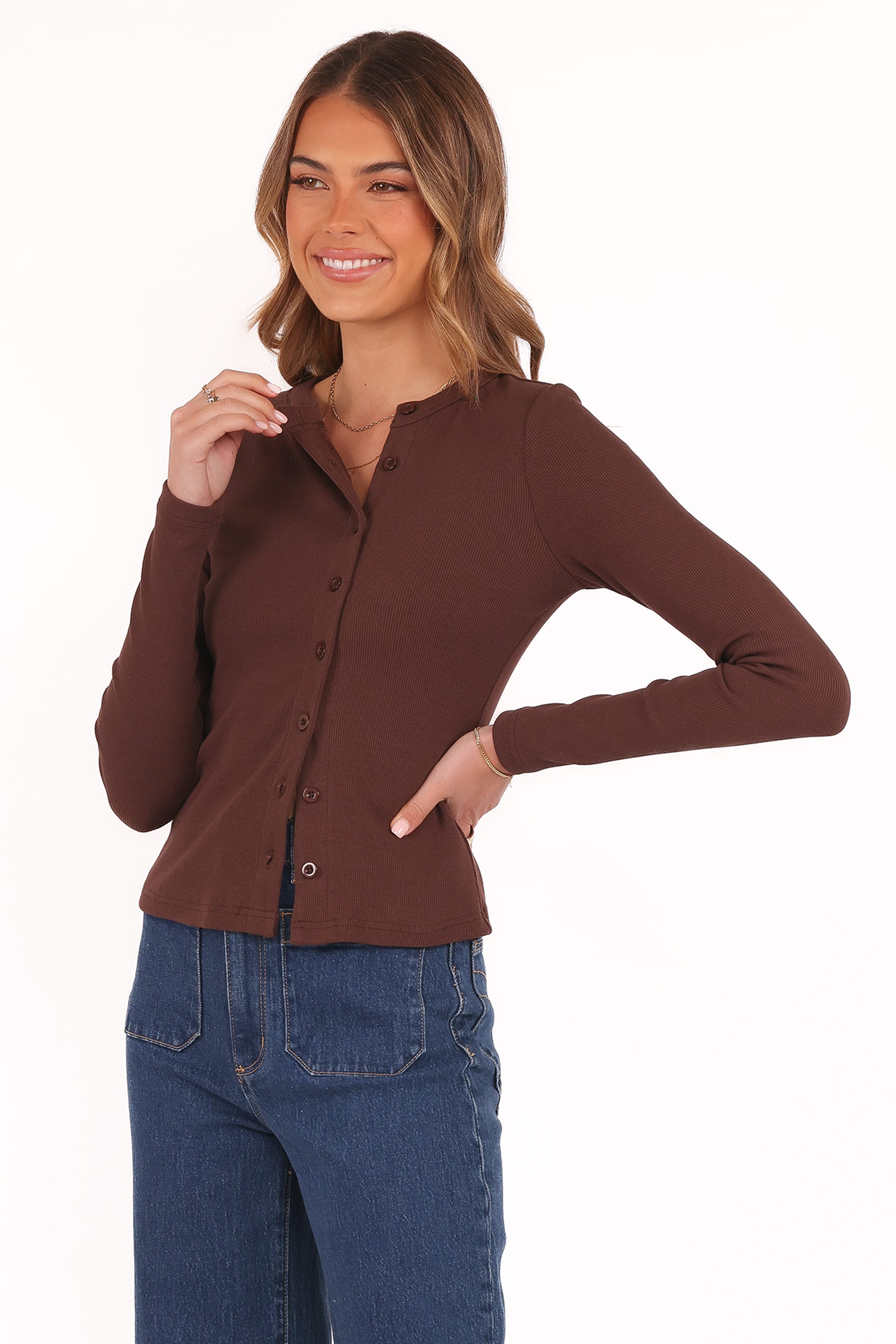 Petal and Pup USA TOPS Cass Long Sleeve Top - Chocolate Brown