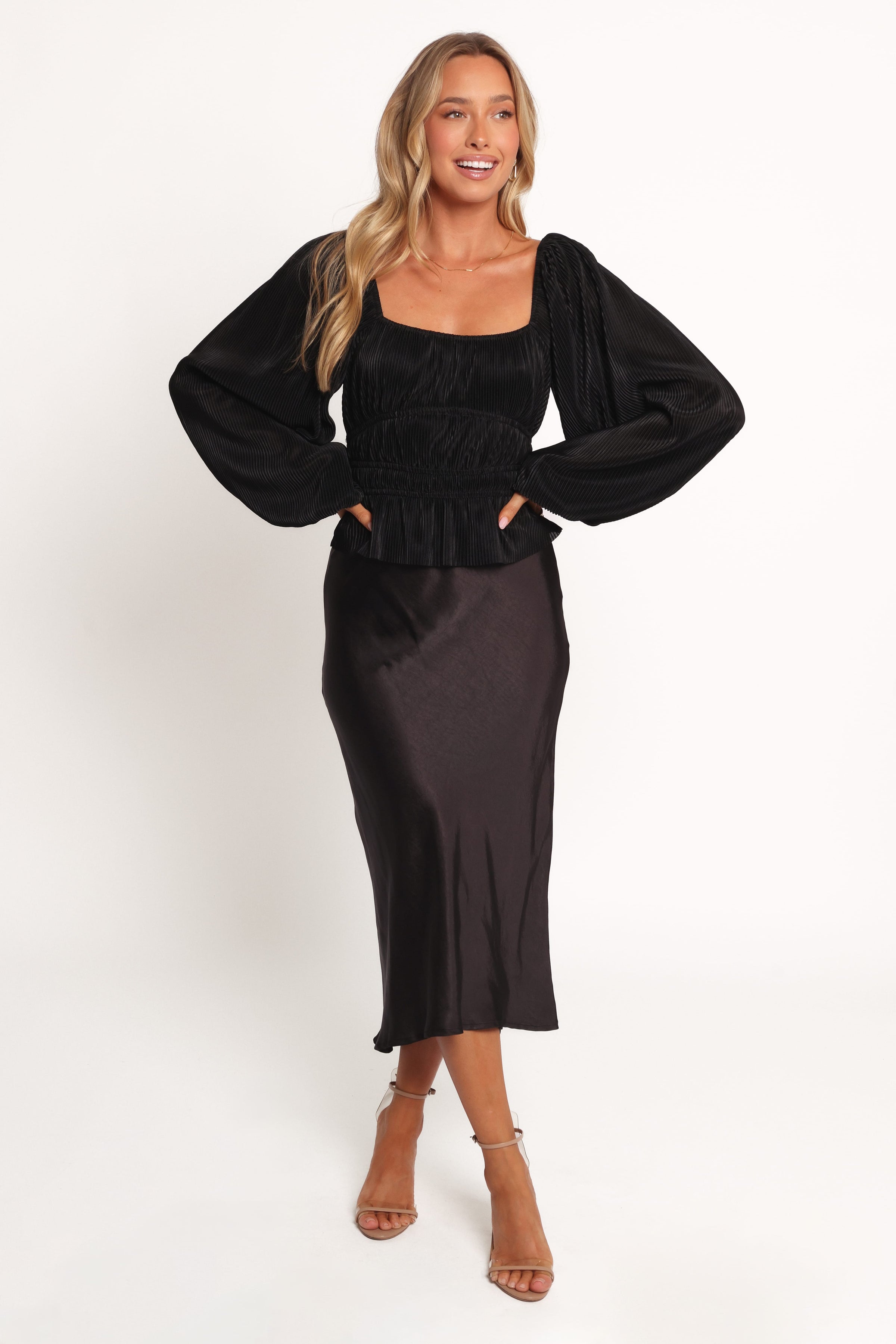 Petal and Pup USA TOPS Ceppia Plisse Top - Black (Hold for Rack)