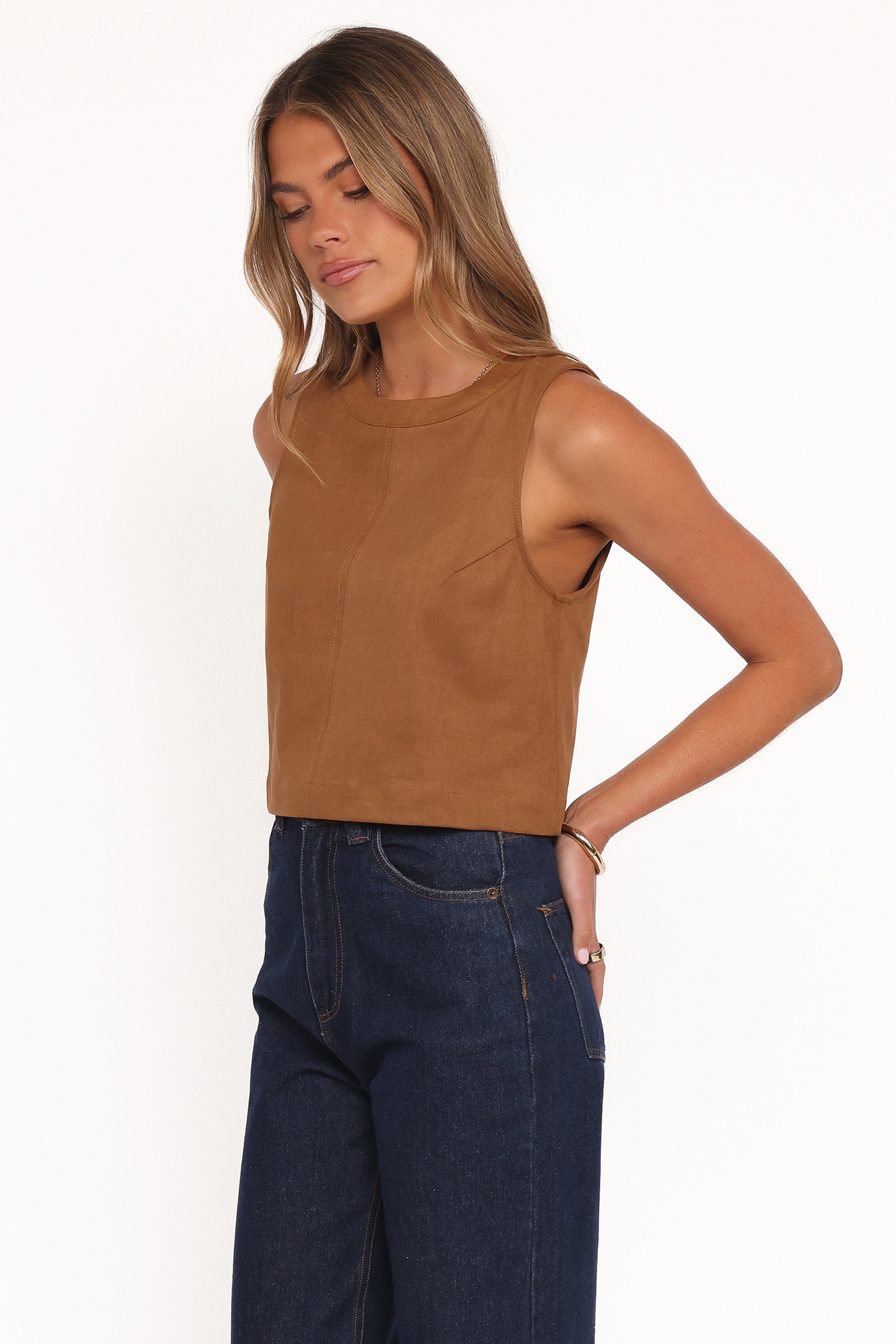Petal and Pup USA TOPS Charles Faux Sueded Top - Camel