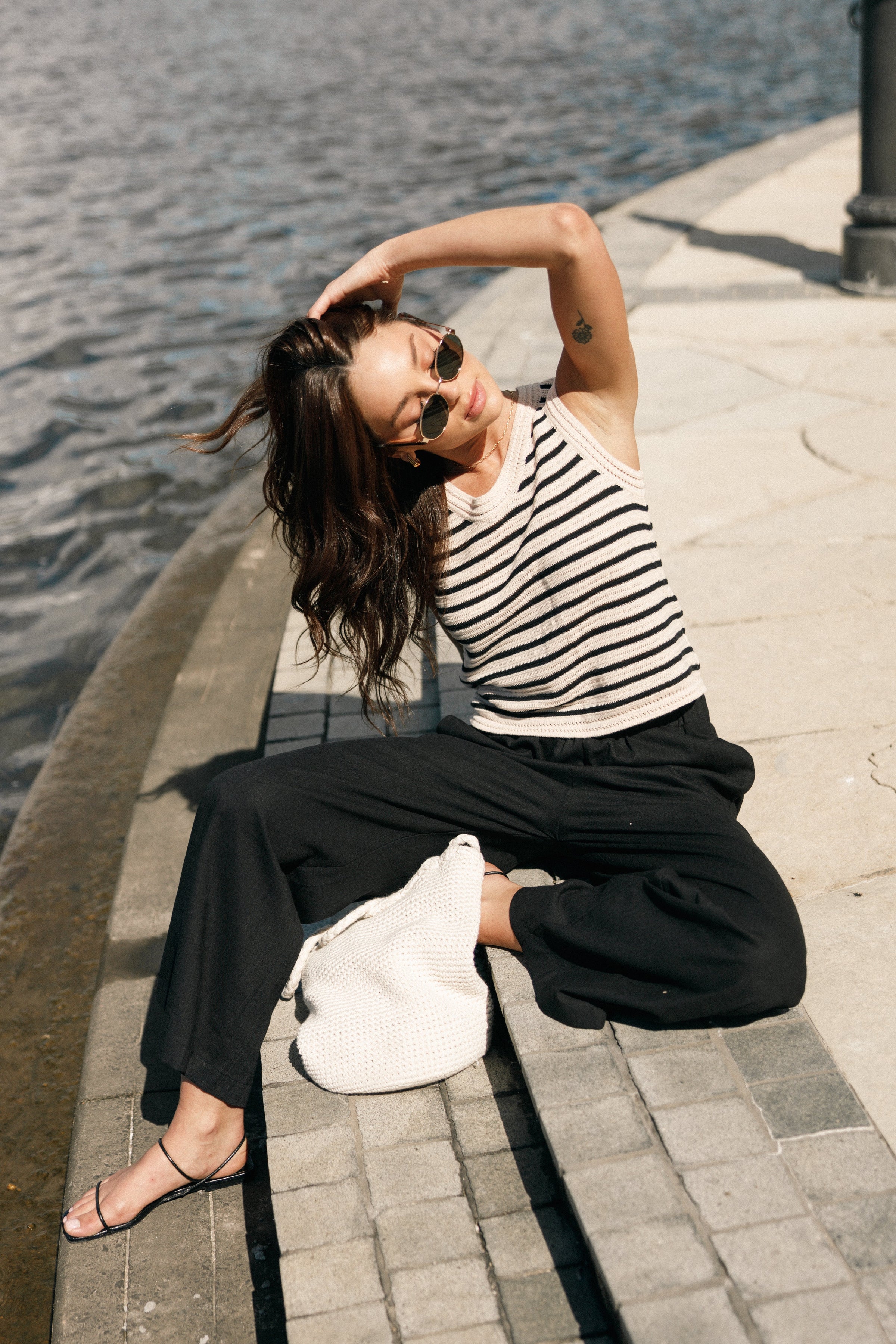 Petal and Pup USA TOPS Cherie Knit Top - Sand Black