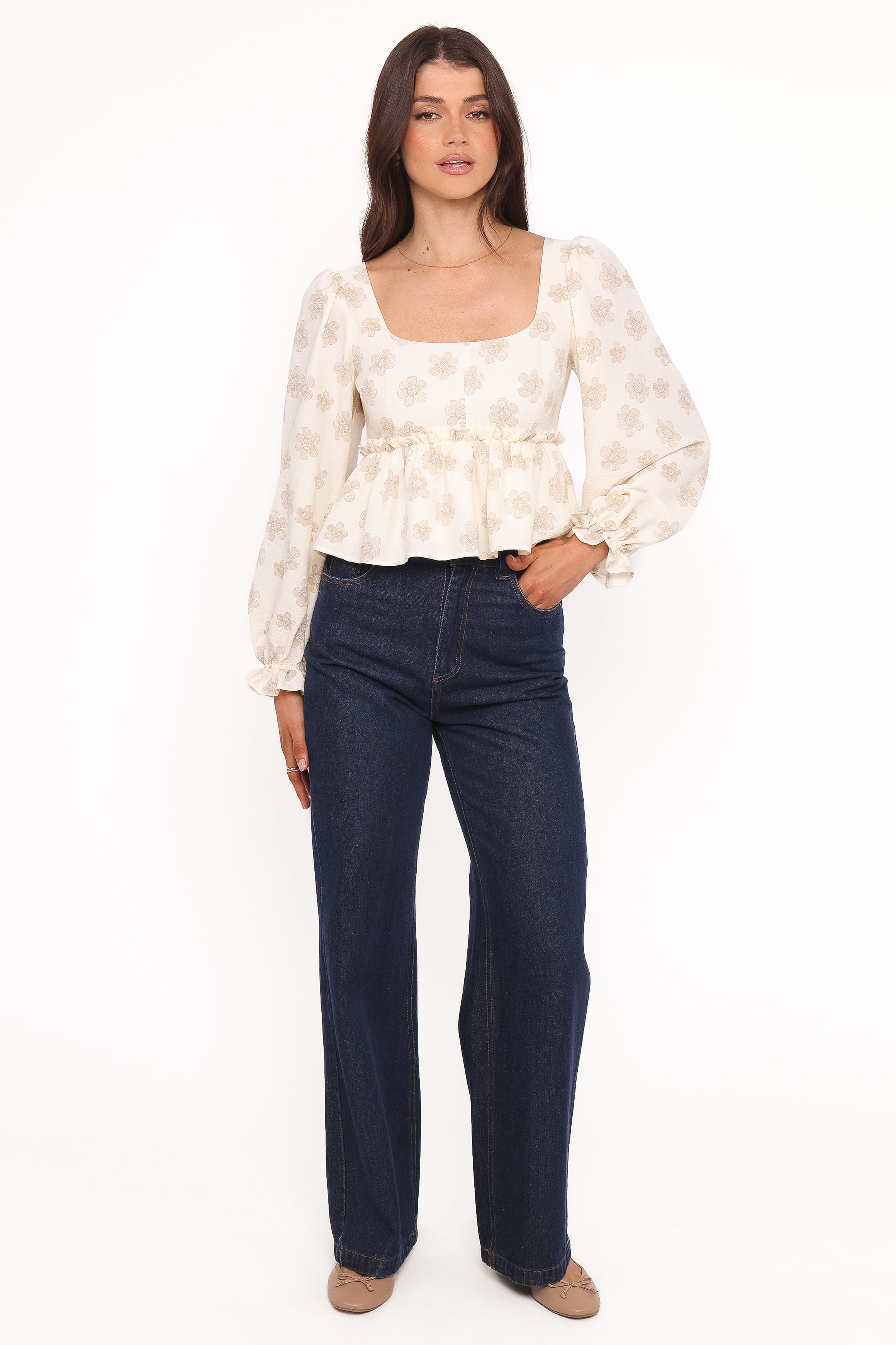 Petal and Pup USA TOPS Cielo Top - Sand Beige Floral