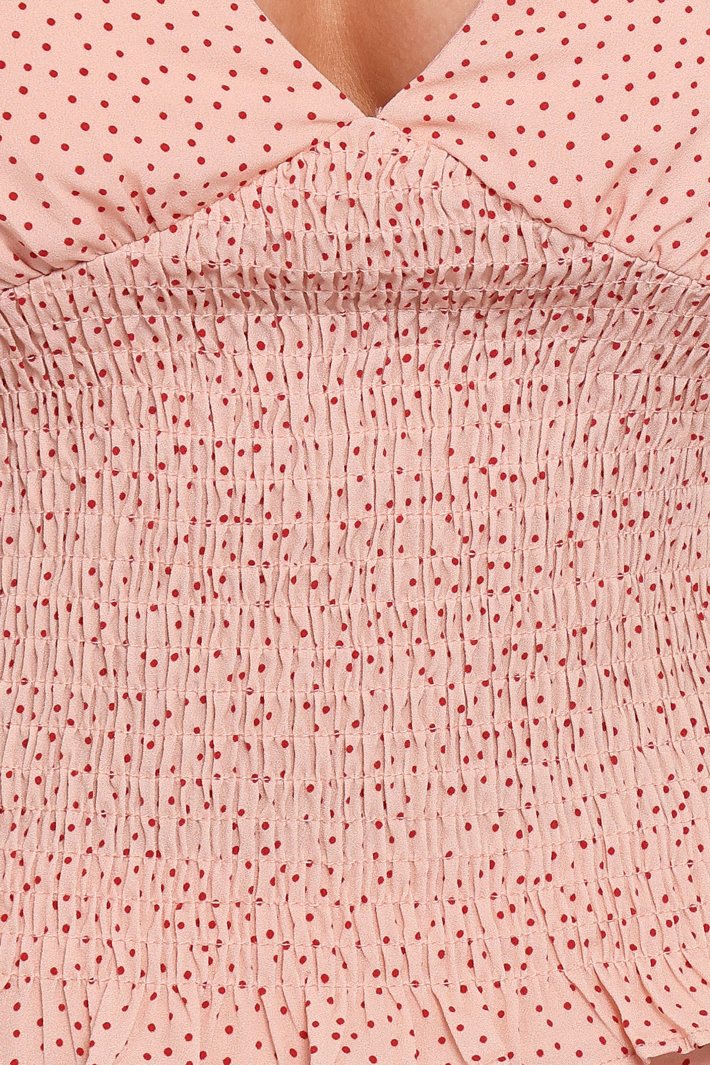Petal and Pup USA TOPS Cinthia Top - Peach Polka Dot