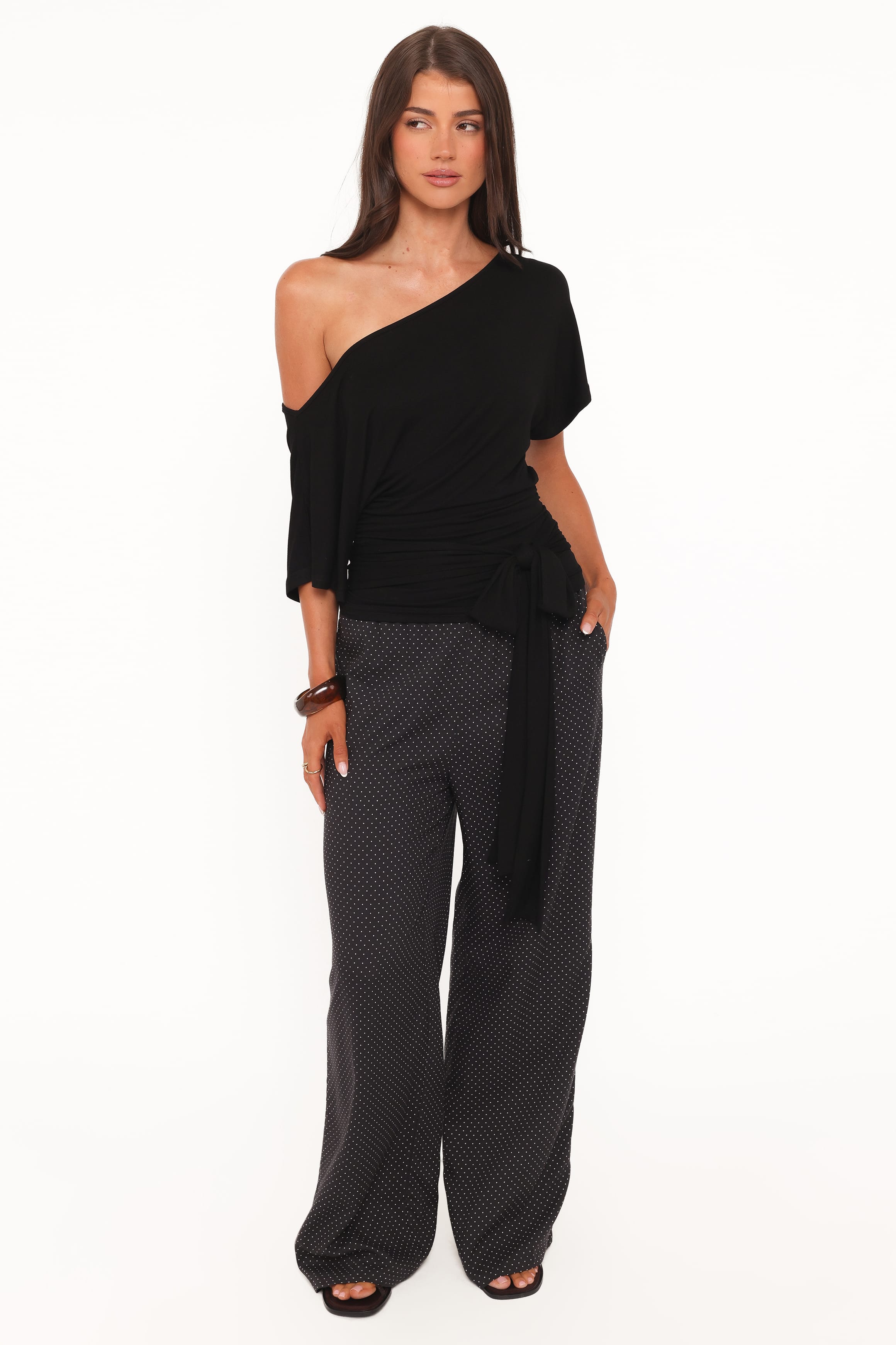 Petal and Pup USA TOPS Clarke Off The Shoulder Tie Top - Black