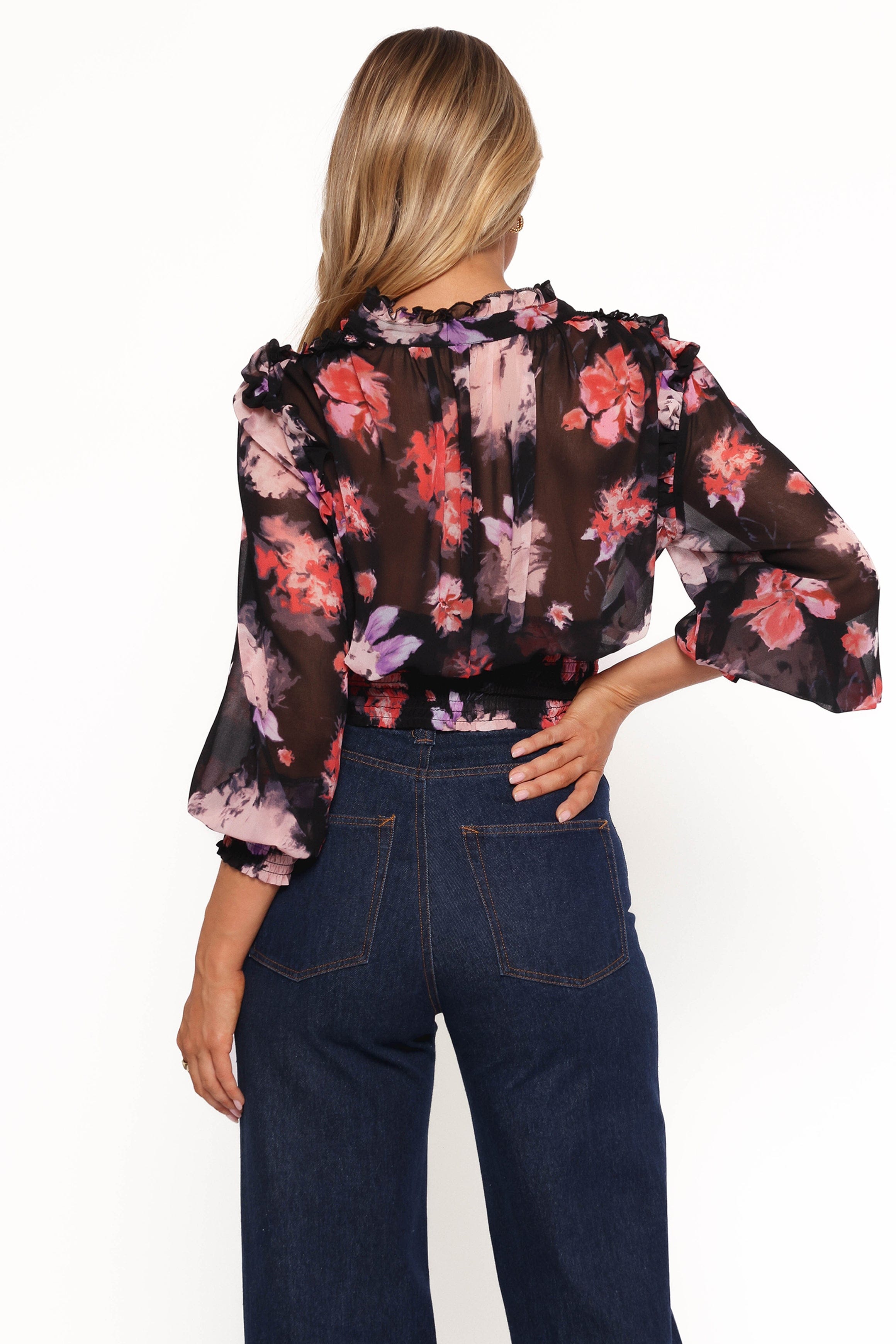 Petal and Pup USA TOPS Cody Top - Black Blurred Floral