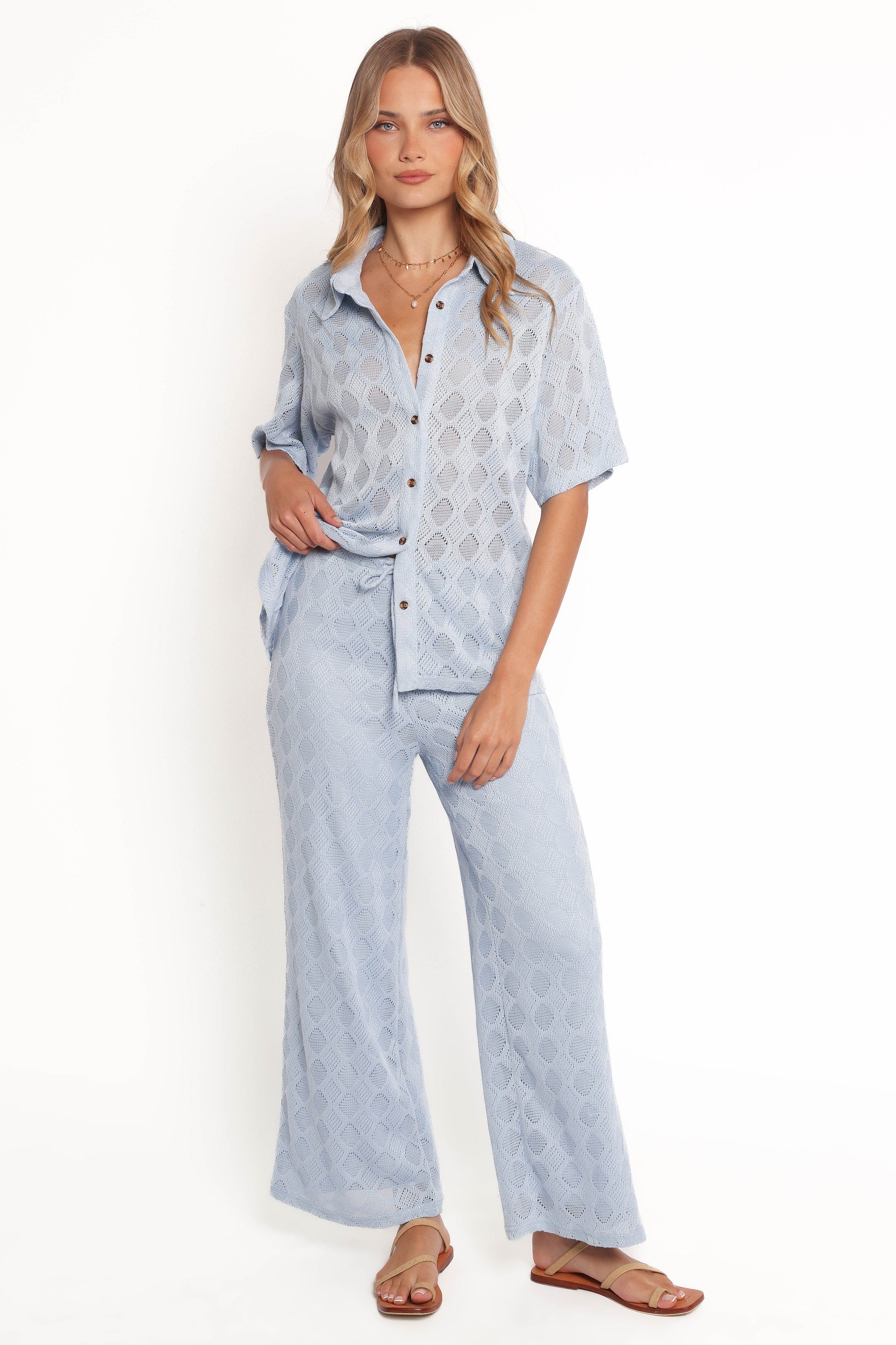 Petal and Pup USA TOPS Cora Knit Shirt - Blue