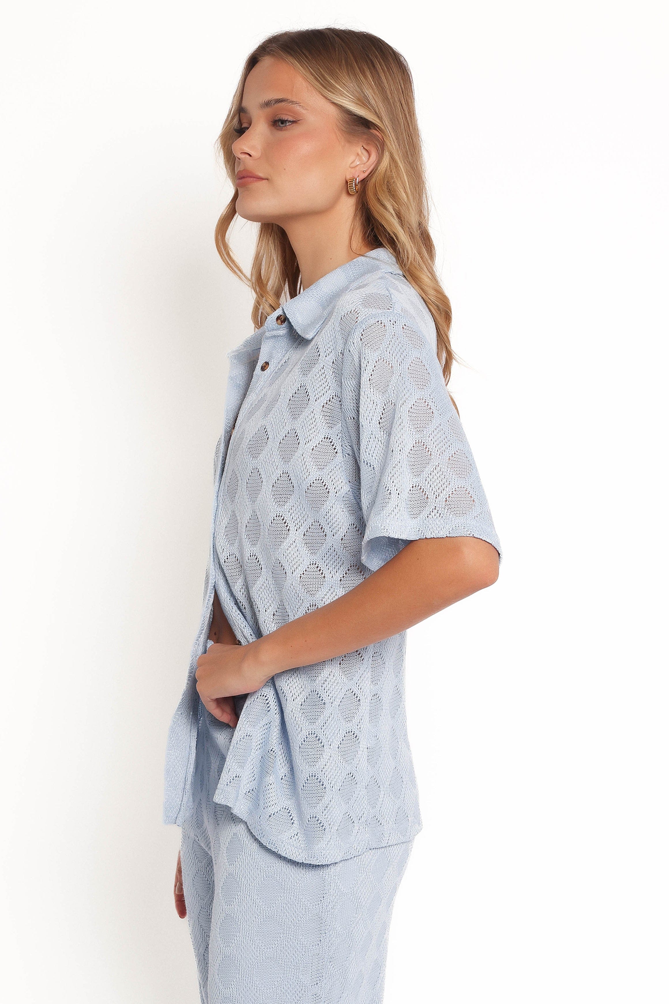 Petal and Pup USA TOPS Cora Knit Shirt - Blue