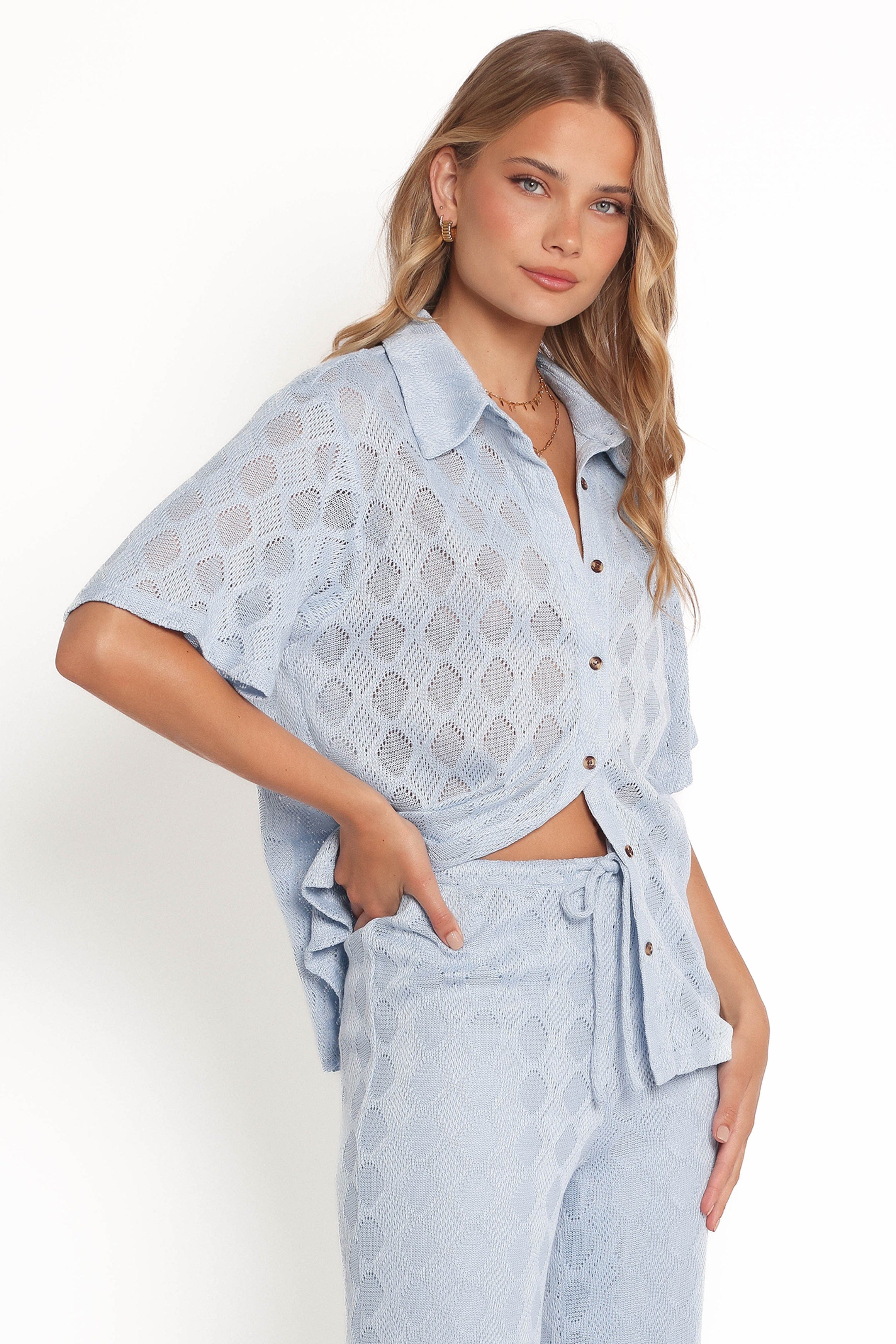 Petal and Pup USA TOPS Cora Knit Shirt - Blue