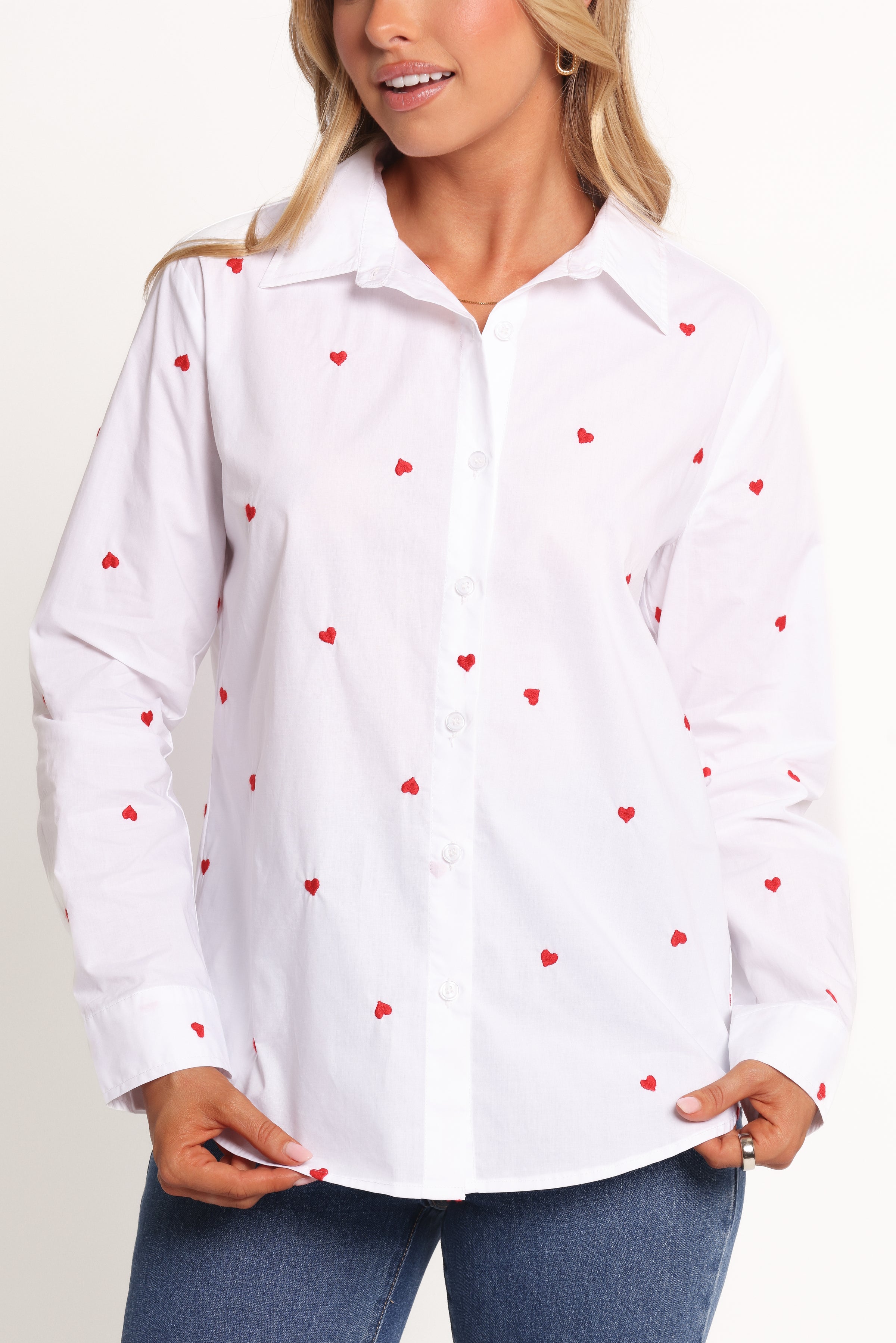Petal and Pup USA TOPS Cyra Heart Top - White Red