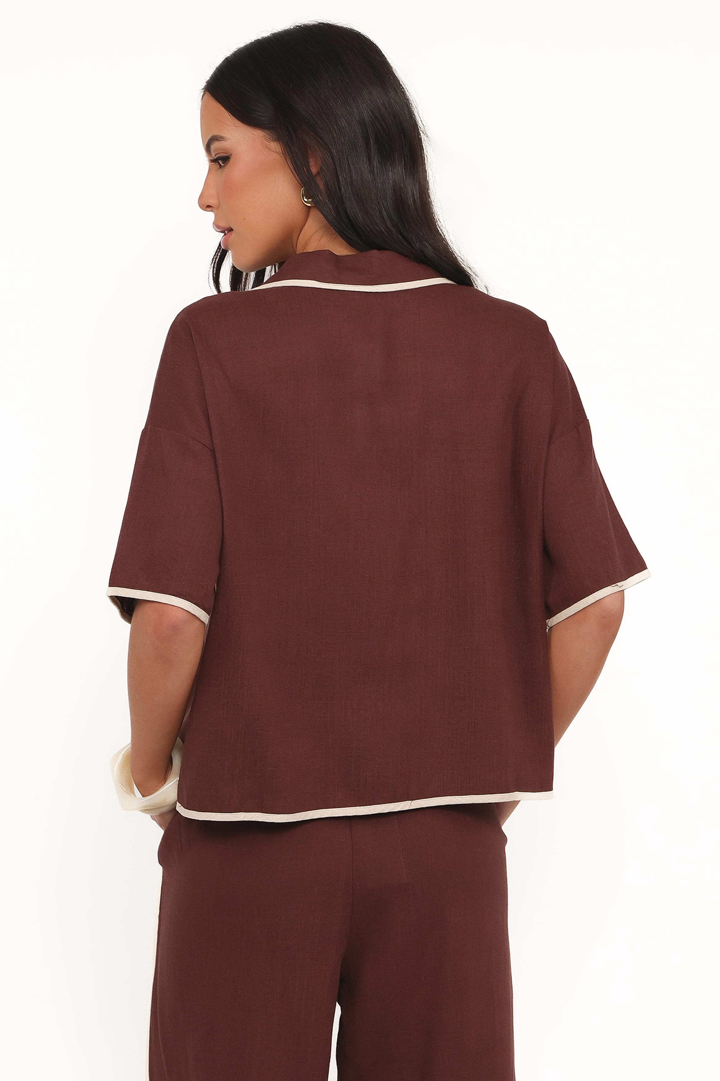 Petal and Pup USA TOPS Dalton Tie Top - Brown Cream