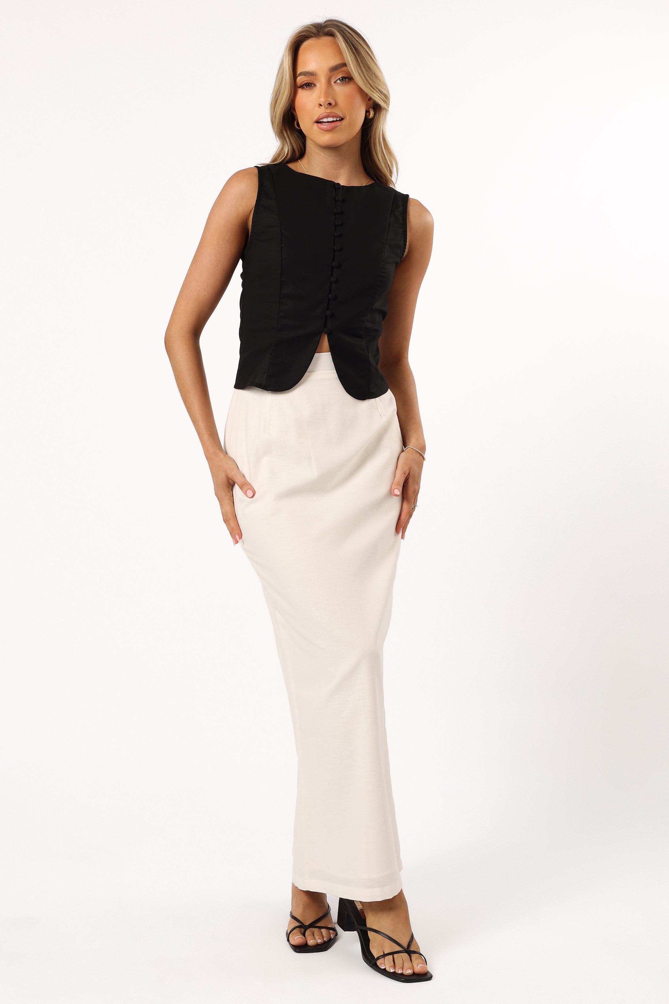 Petal and Pup USA TOPS Daniella Linen Vest - Black