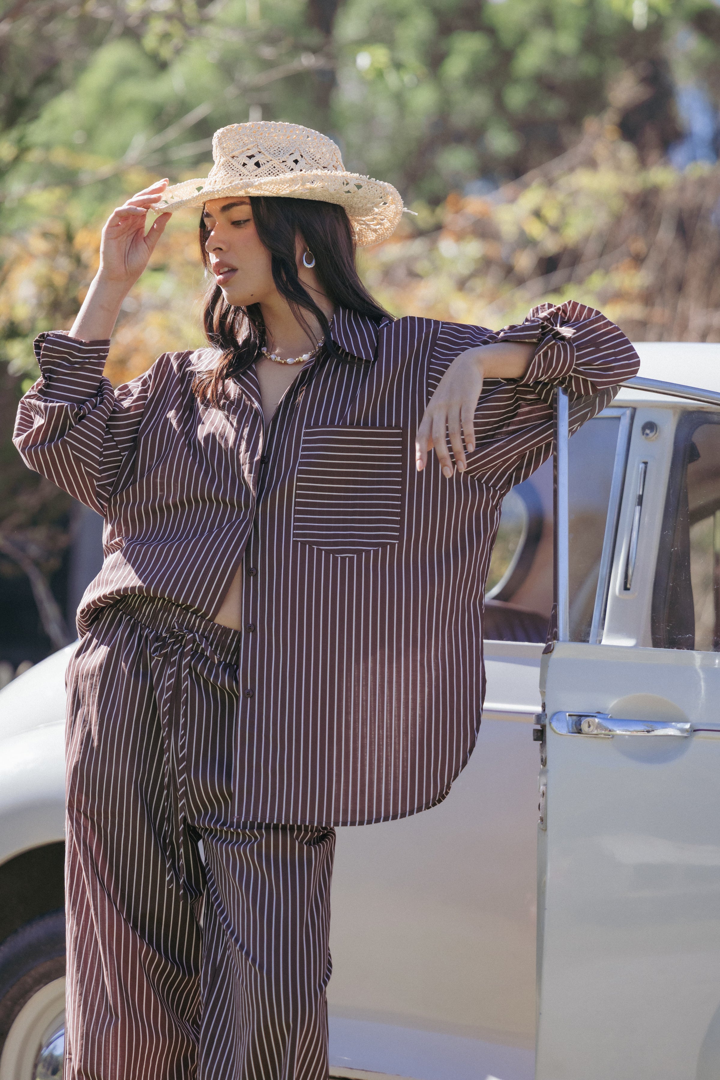 Petal and Pup USA TOPS Darya Shirt - Chocolate Stripe