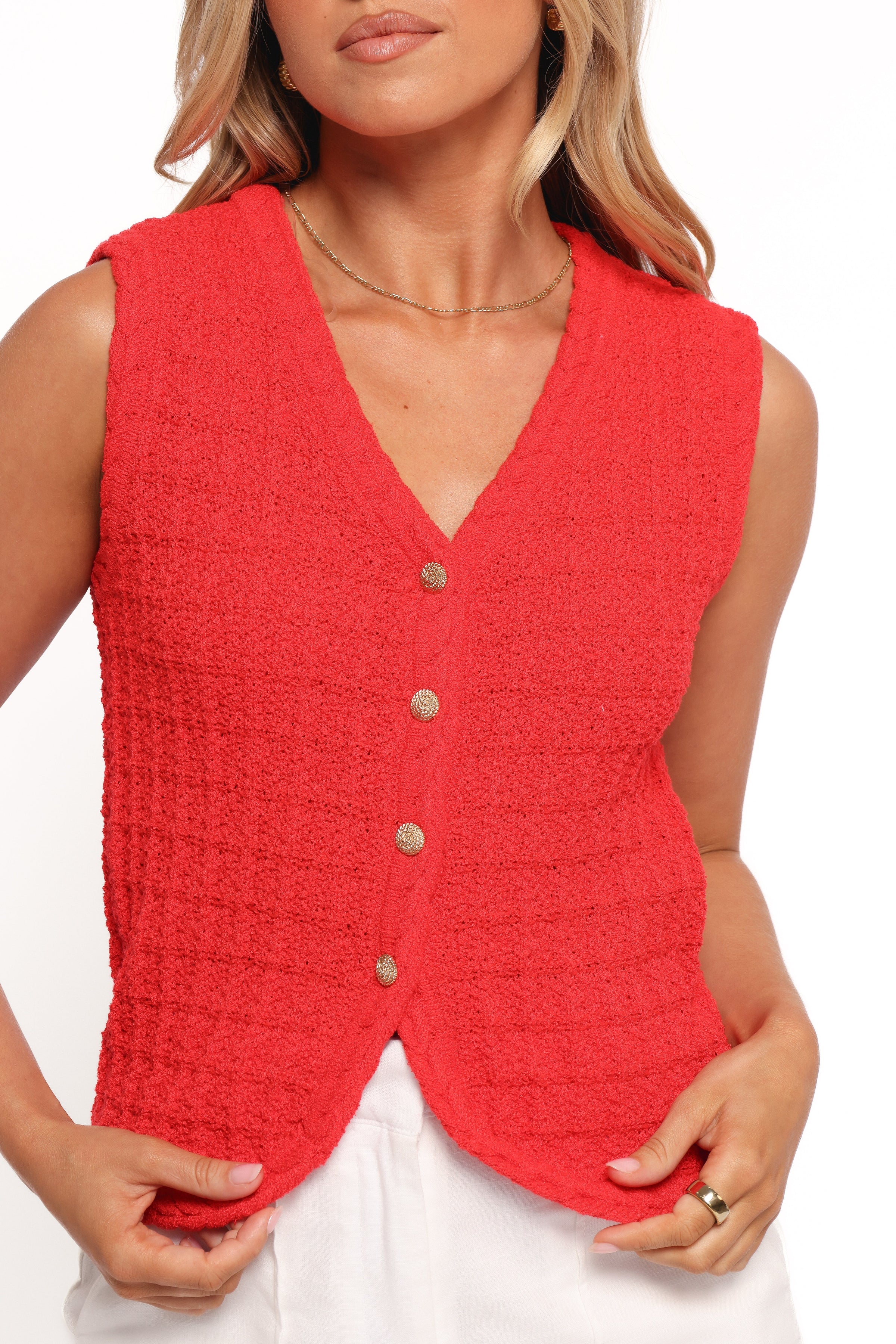 Petal and Pup USA TOPS Davis Knit Vest - Red