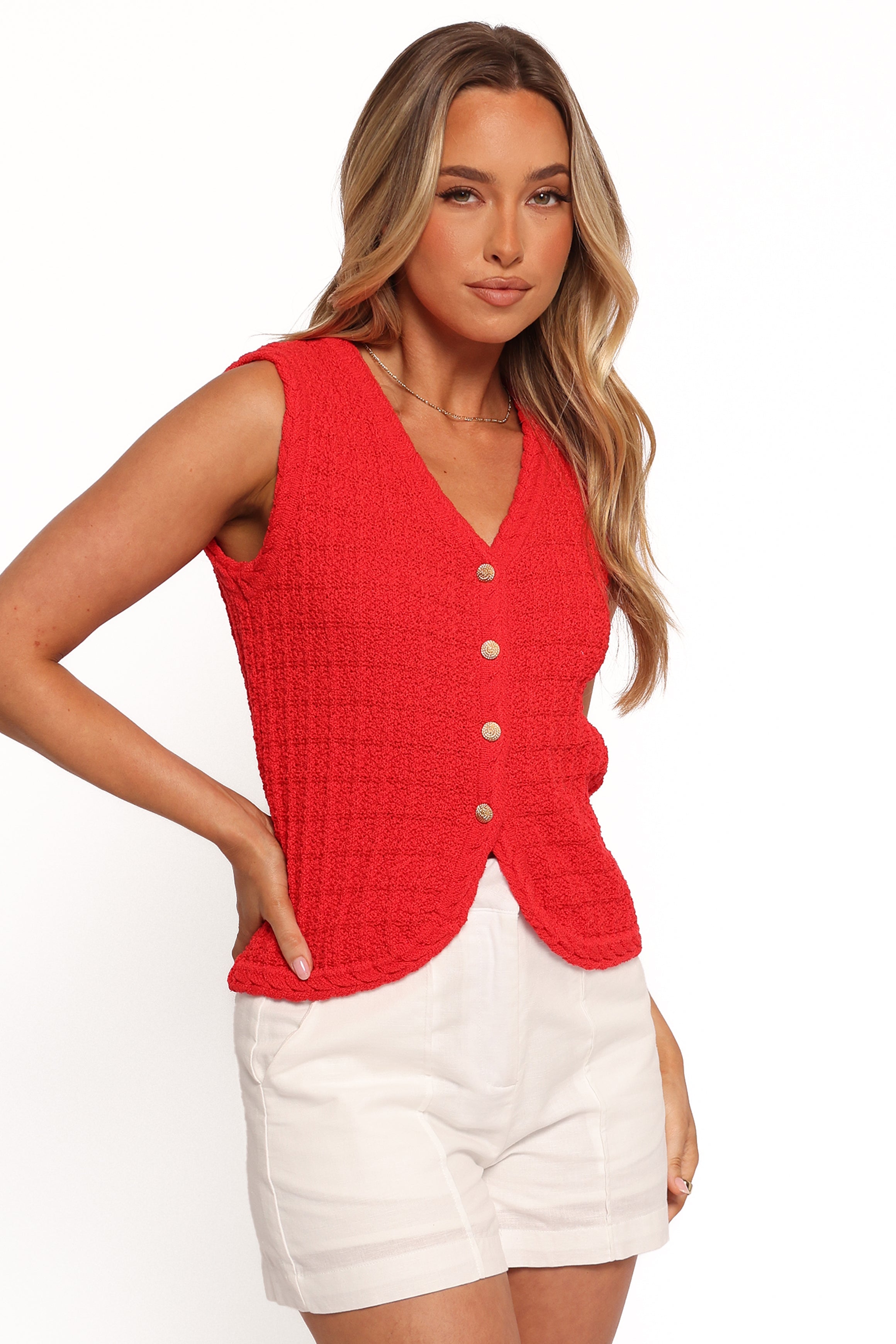Petal and Pup USA TOPS Davis Knit Vest - Red