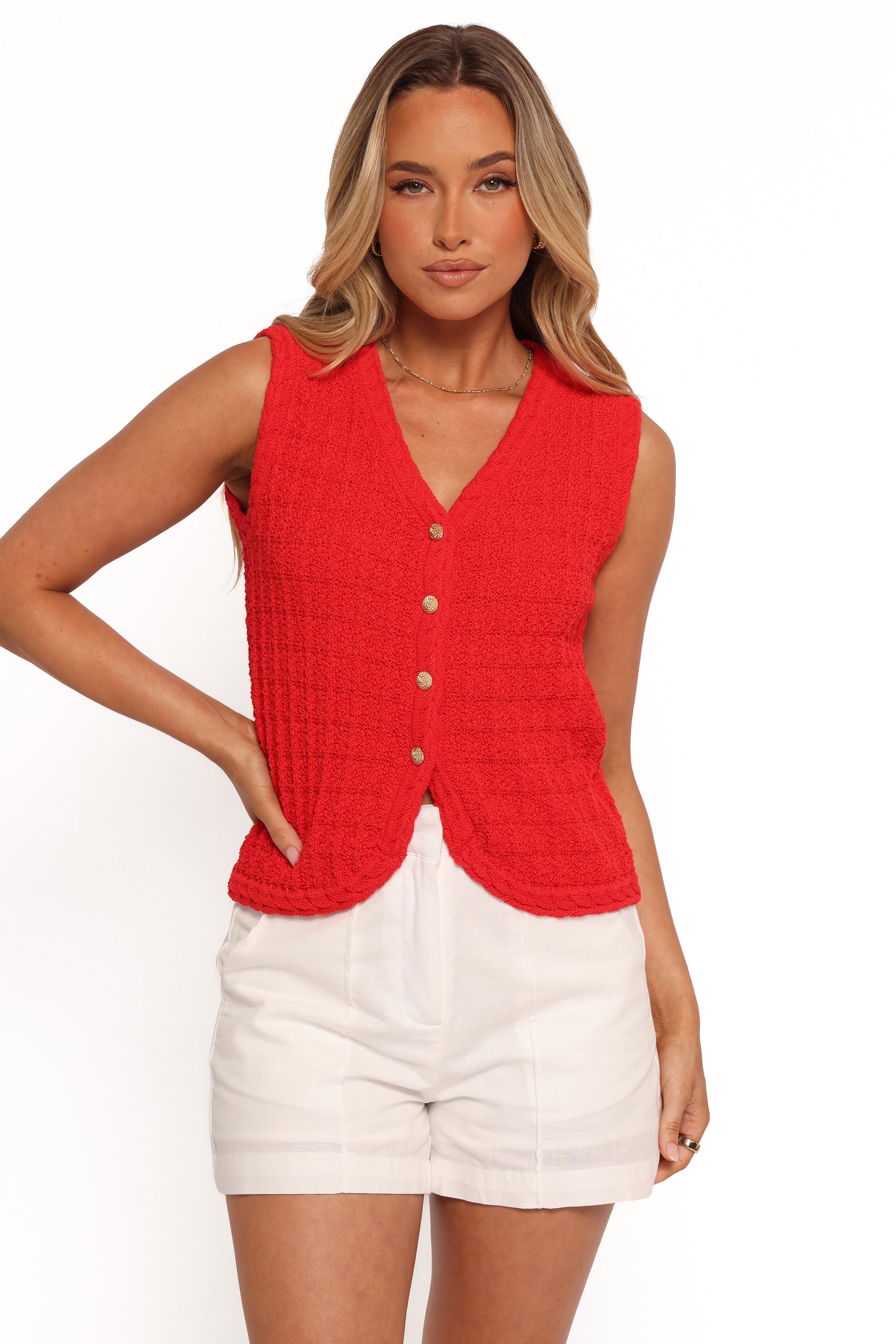 Petal and Pup USA TOPS Davis Knit Vest - Red