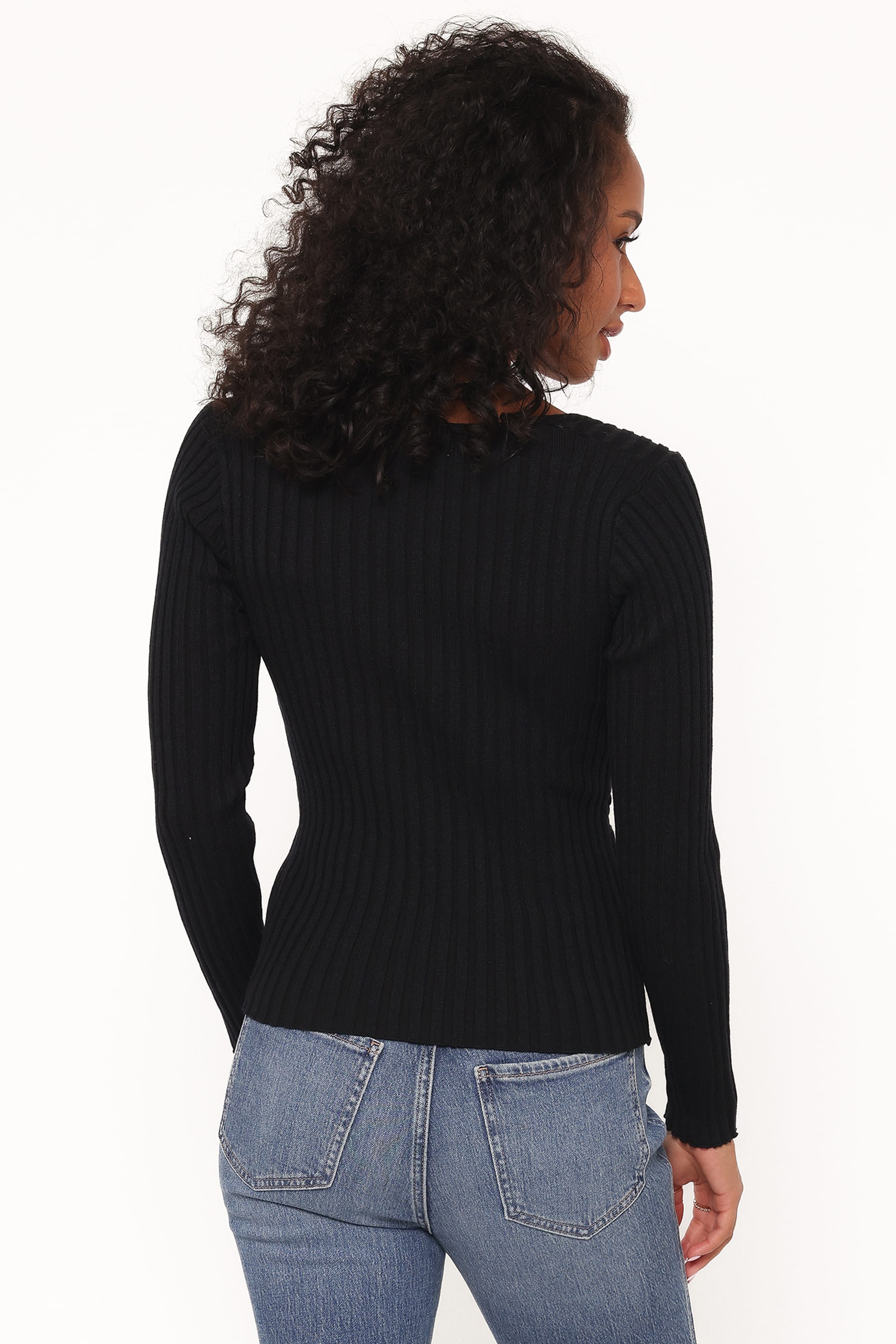 Petal and Pup USA TOPS Demi Twist Detail Knit Top - Black