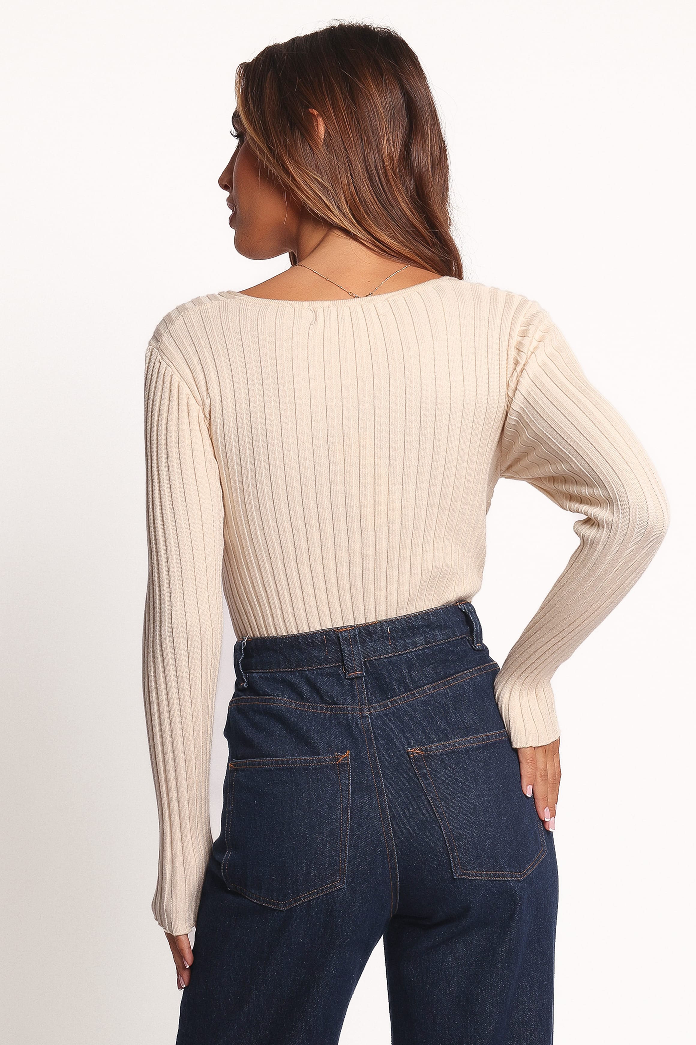 Petal and Pup USA TOPS Demi Twist Detail Knit Top - Cream (Hold for Rack)