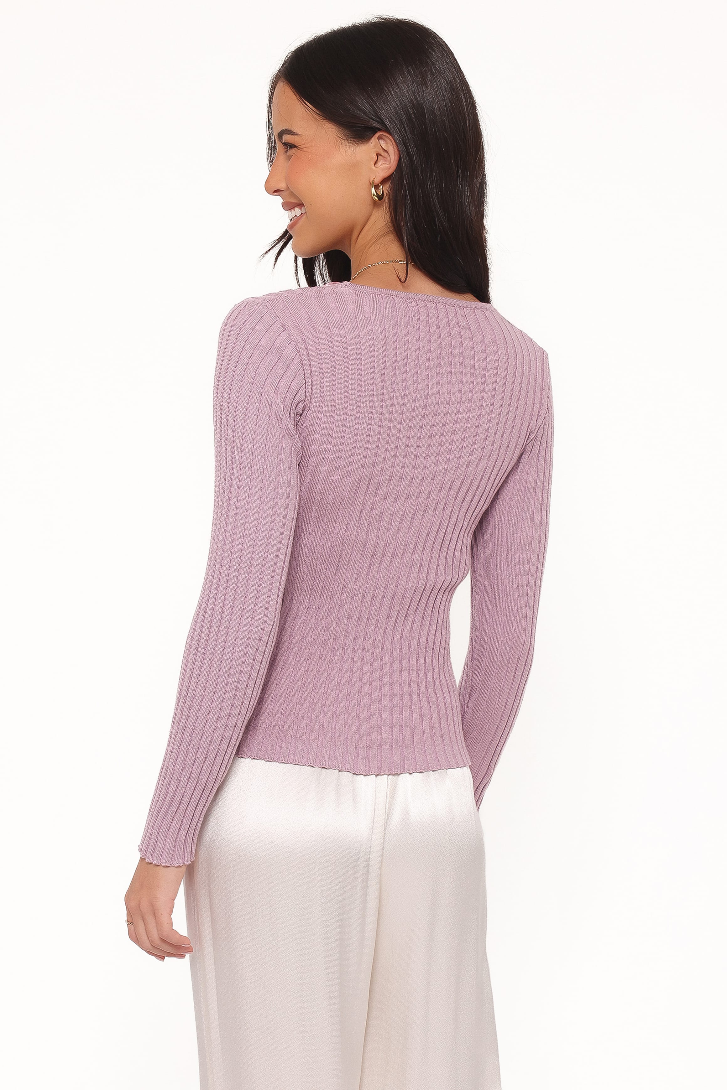 Petal and Pup USA TOPS Demi Twist Detail Knit Top - Lavender