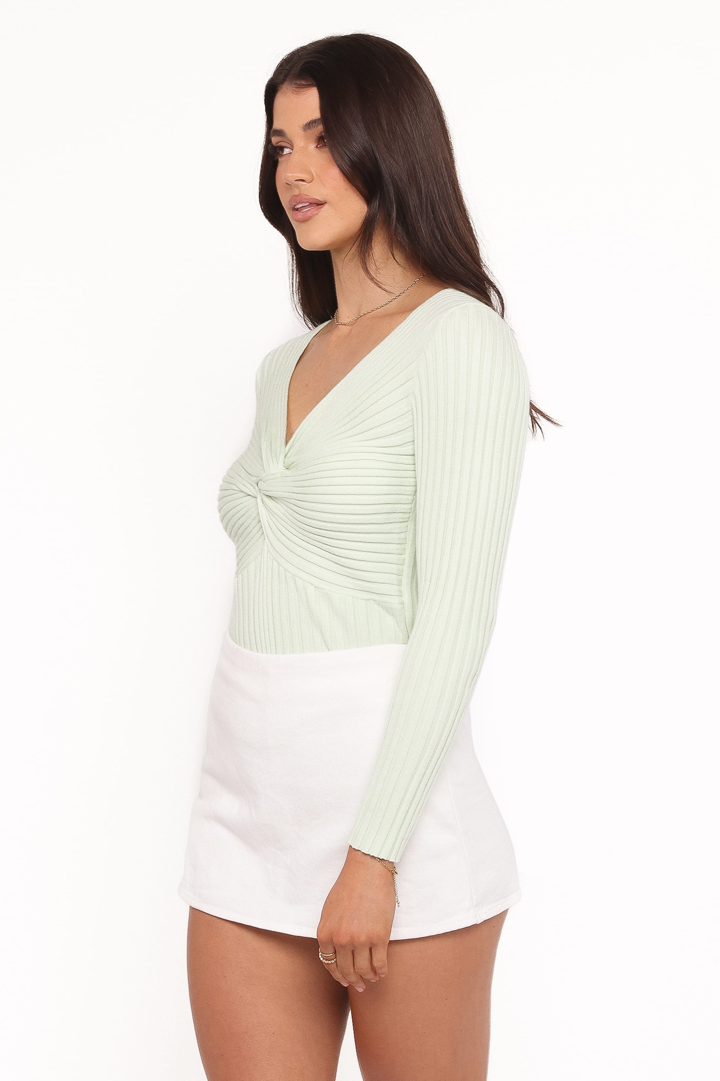 Petal and Pup USA TOPS Demi Twist Detail Knit Top - Sage