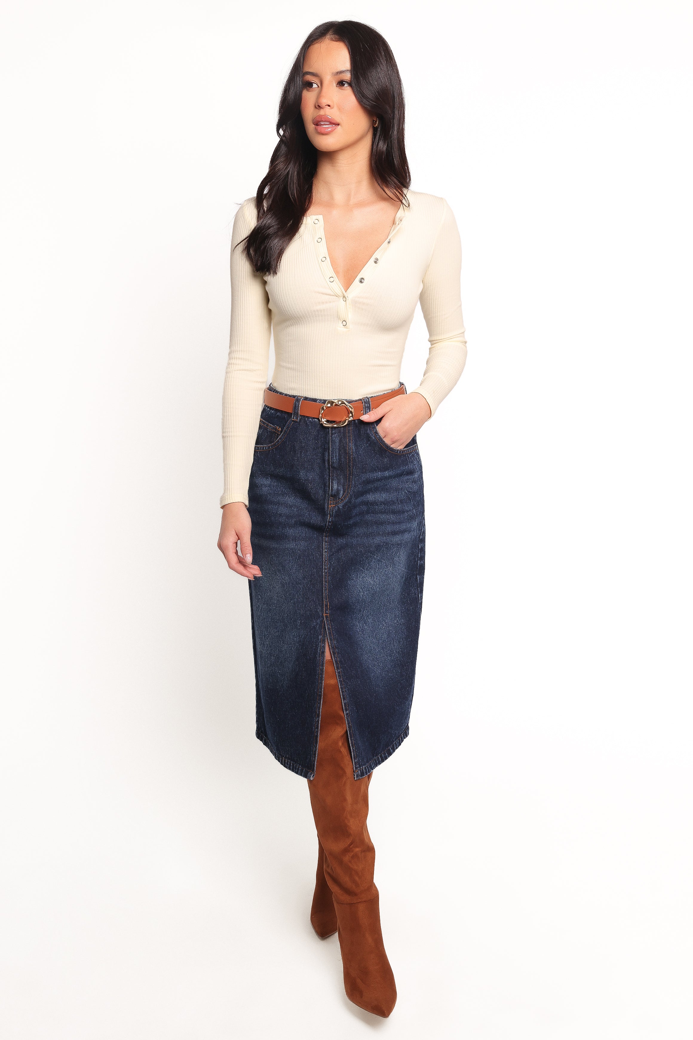 Petal and Pup USA TOPS Dio Knit Henley - Cream White