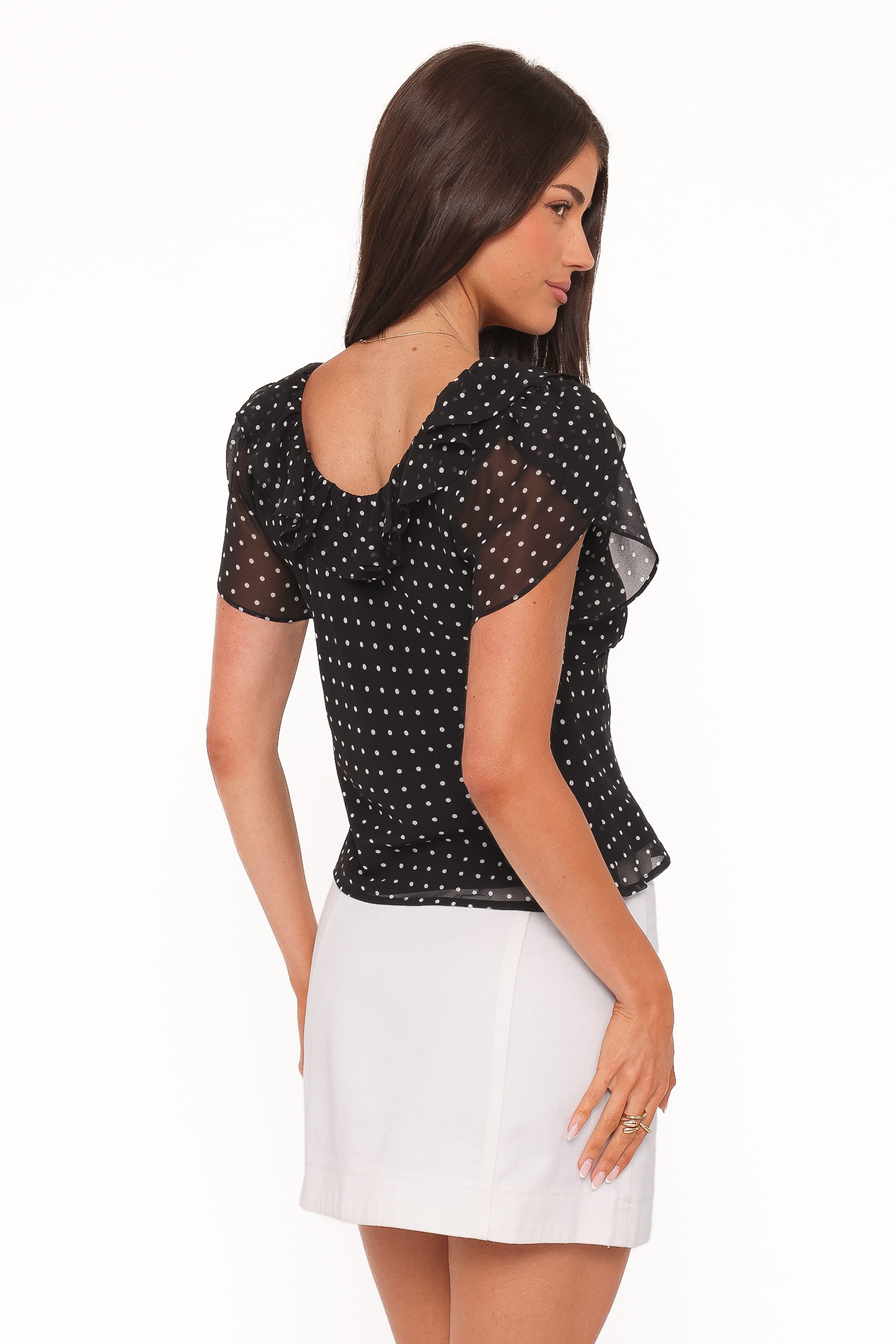 Petal and Pup USA TOPS Dorado Top - Black/White Polkadot